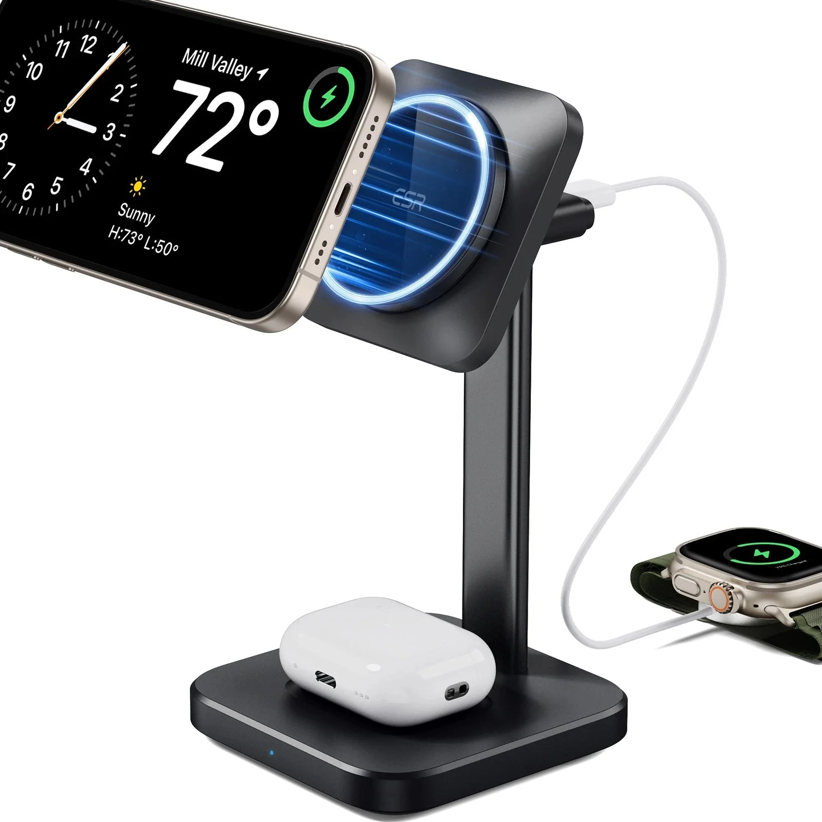 2-in-1 Watch Wireless Charging Set (HaloLock) - White - AU PLUG - Image 4