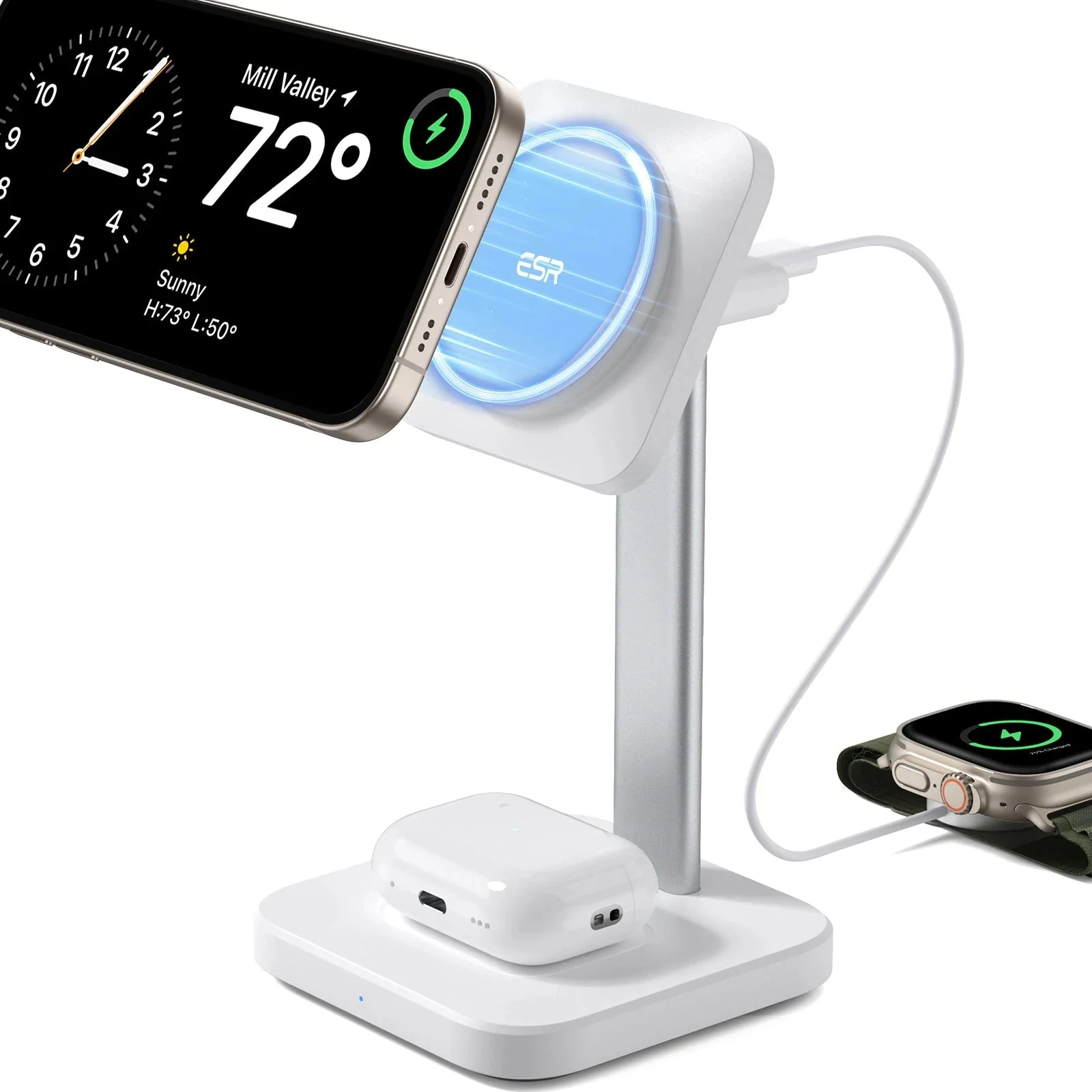2-in-1 Watch Wireless Charging Set (HaloLock) - White - AU PLUG - Image 7