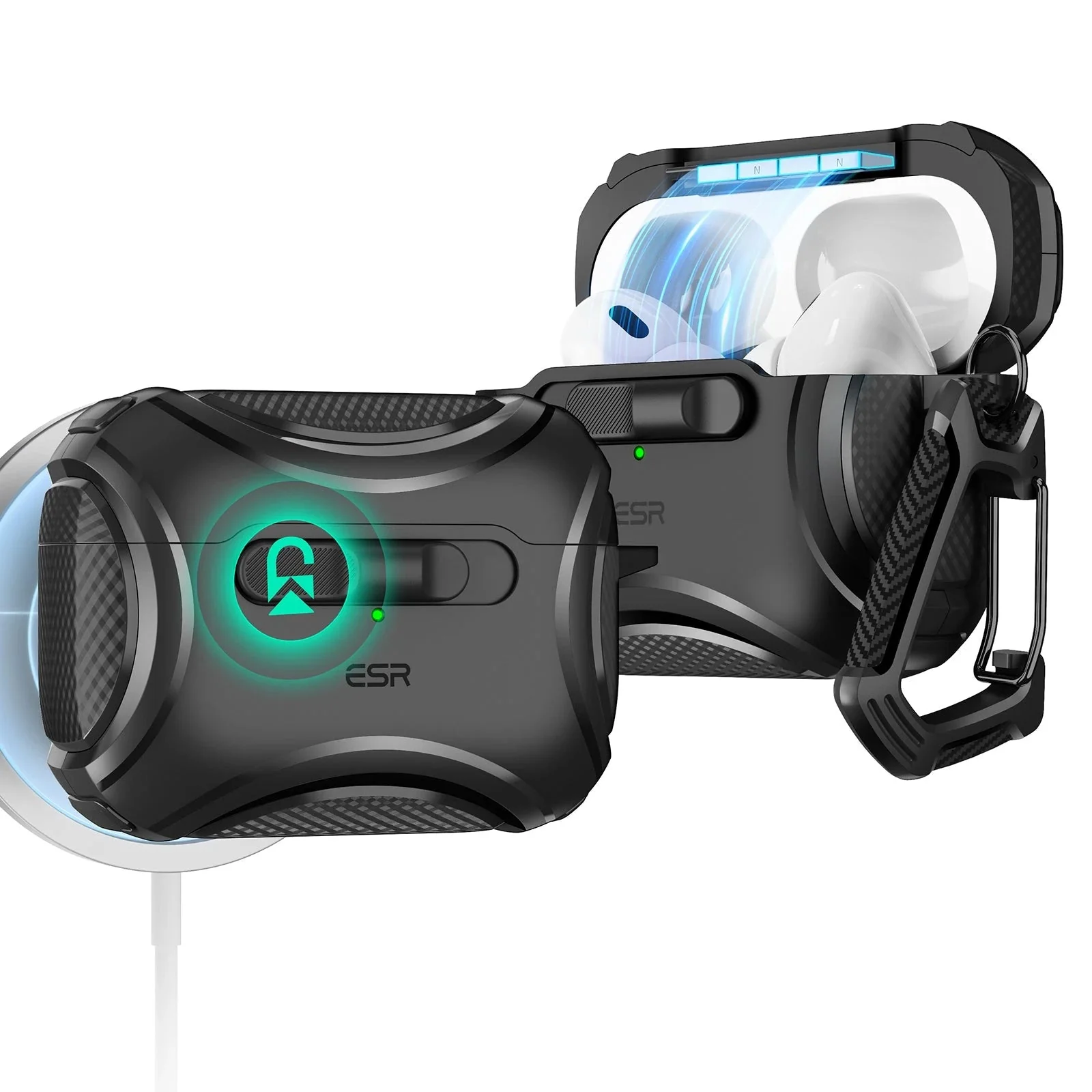 AirPods Pro (2023/2022/2019) Cyber FlickLock Case (HaloLock) - Midnight Black - Image 10