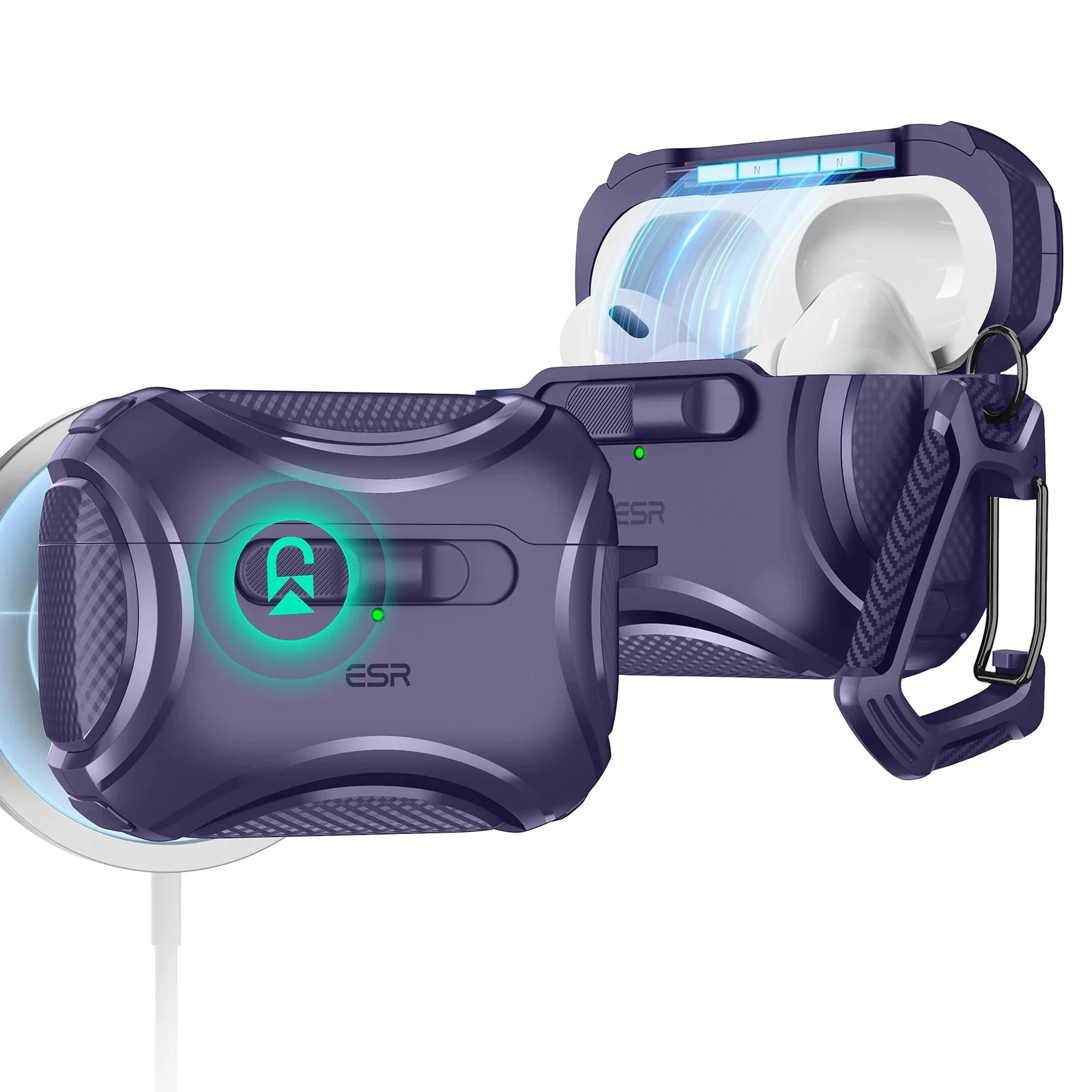 AirPods Pro (2023/2022/2019) Cyber FlickLock Case (HaloLock) - Midnight Black - Image 14