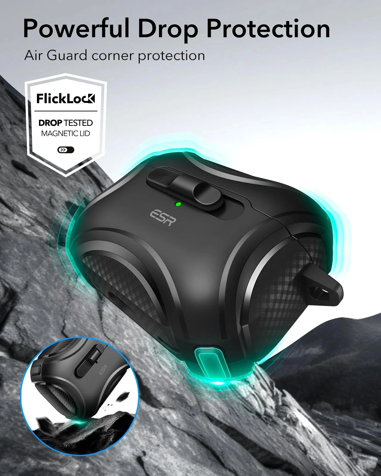 AirPods Pro (2023/2022/2019) Cyber FlickLock Case (HaloLock) - Midnight Black - Image 6