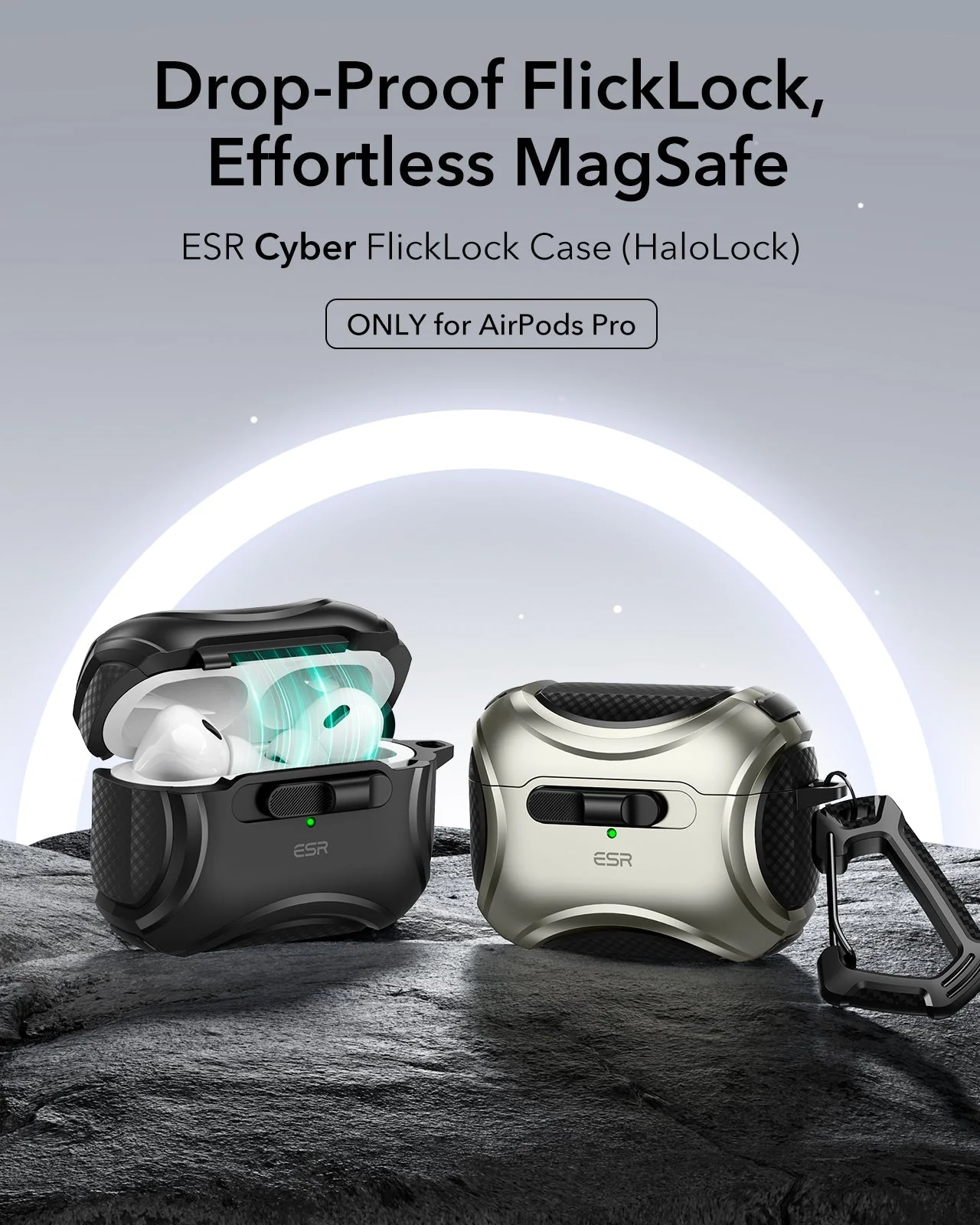 AirPods Pro (2023/2022/2019) Cyber FlickLock Case (HaloLock) - Dark Blue - Image 2
