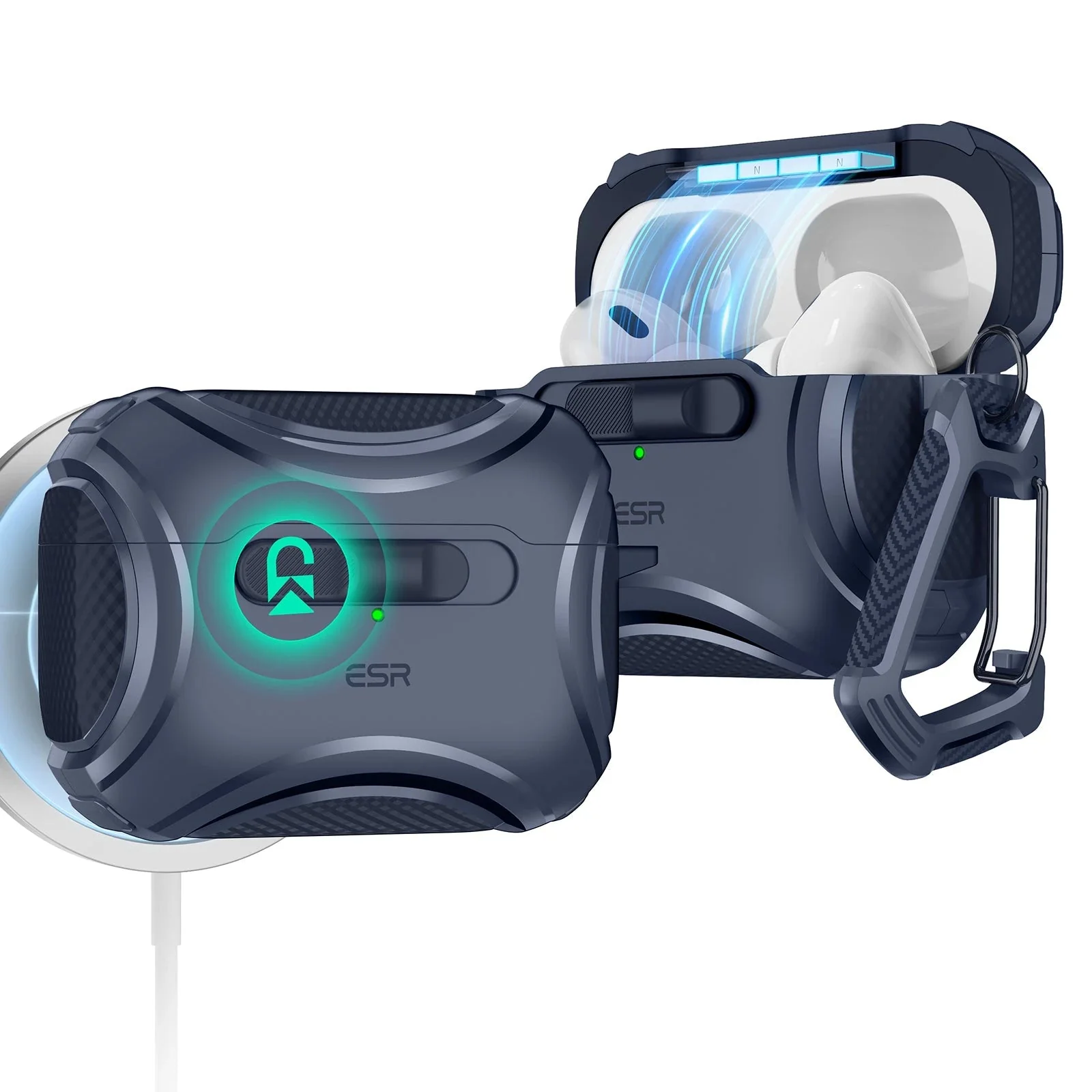 AirPods Pro (2023/2022/2019) Cyber FlickLock Case (HaloLock) - Silver - Image 13