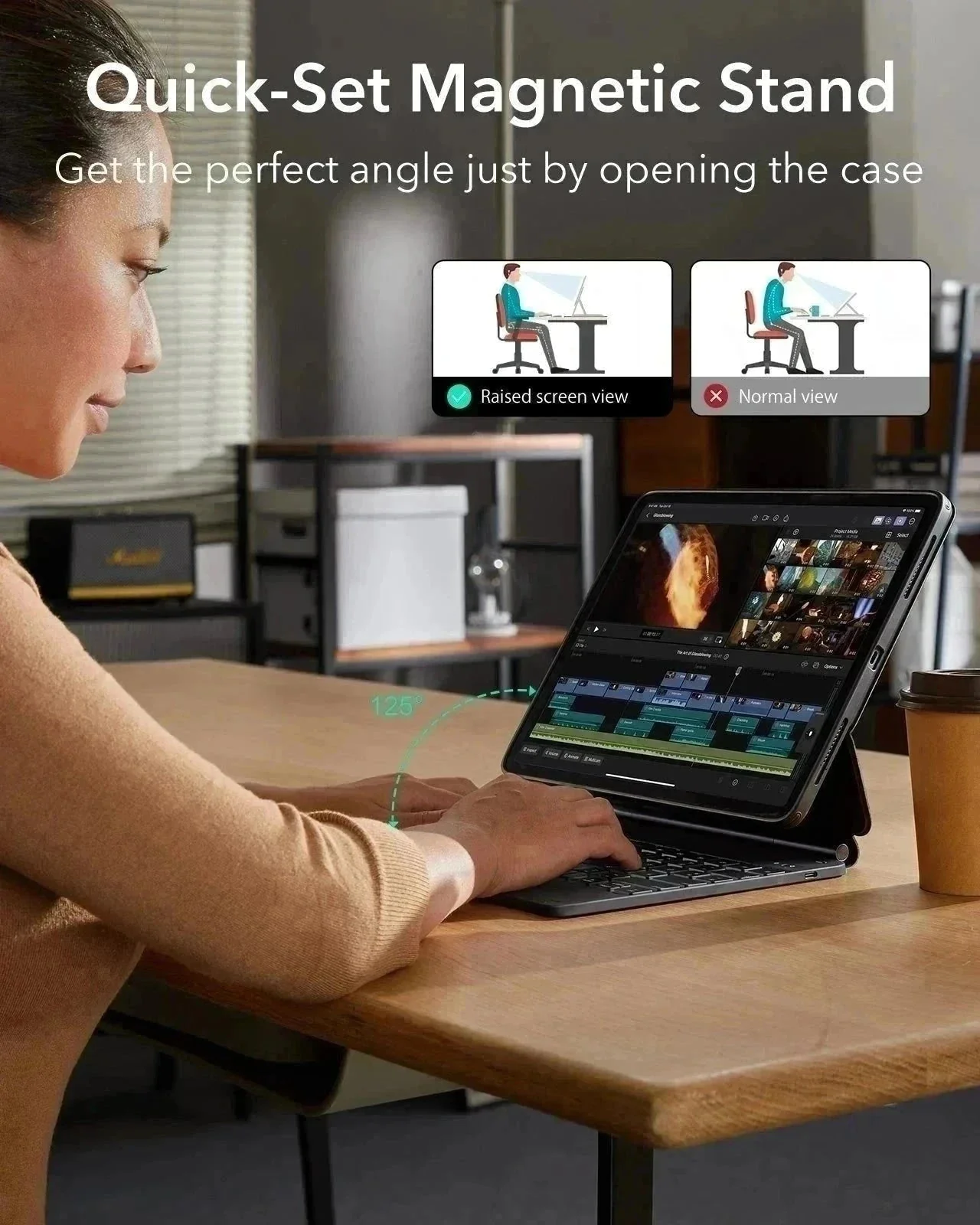iPad Pro 11'' (2025) Rebound magnetische Tastaturhülle 360 Pencil Bundle - DE Layout-Anthrazit - Image 10