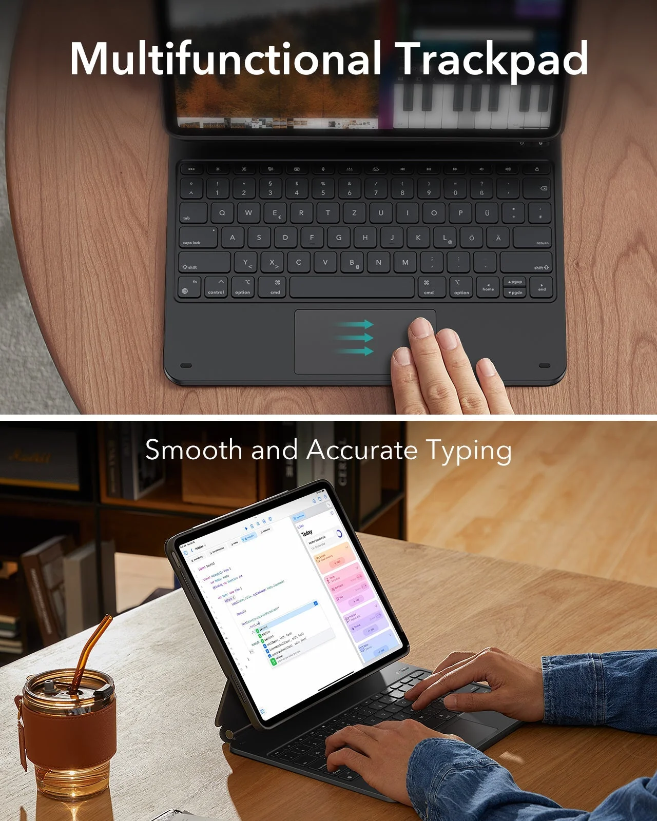 iPad Pro 13″ (2025) Set: Rebound 360 Magnet-Tastaturhülle & Paper-Feel-Schutzfolien - DE Layout-Anthrazit - Image 3