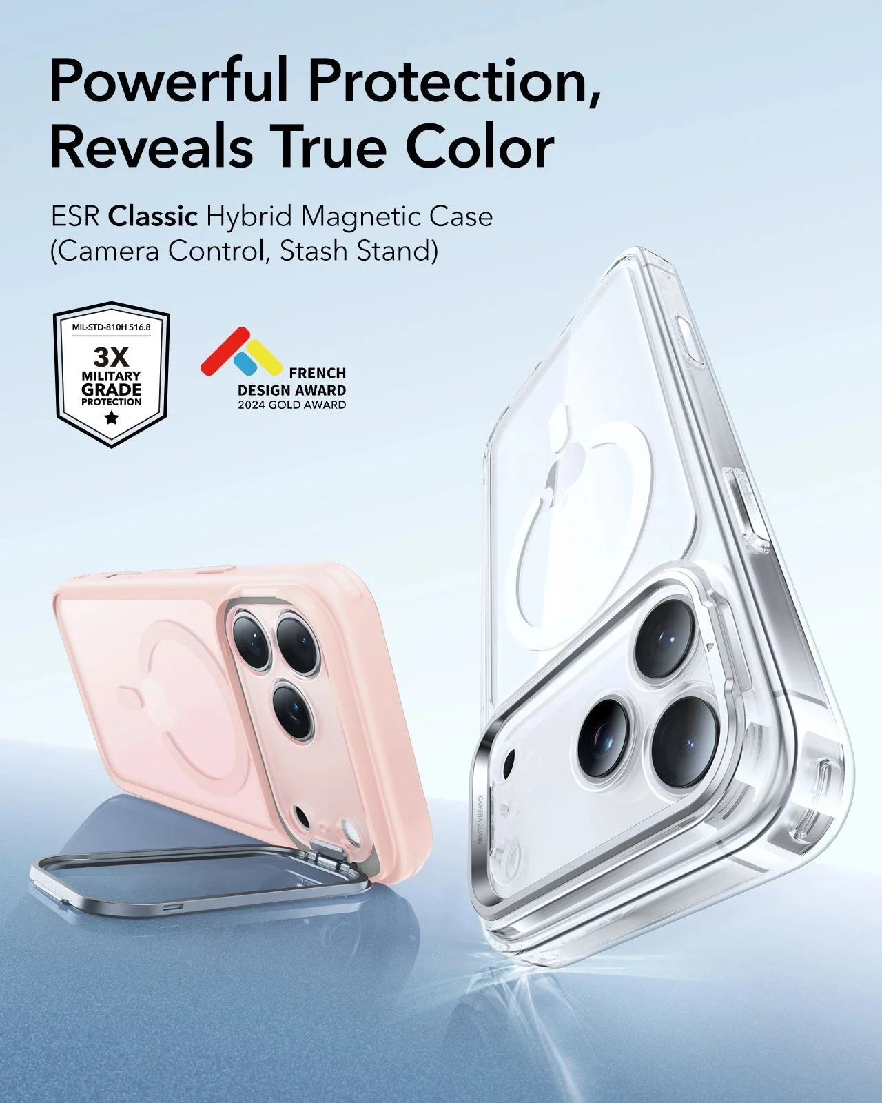 iPhone 17 Pro Max Classic Hybrid Magnetic Case (Camera Control, Stash Stand) - Frosted Bubblegum Pink - Image 2