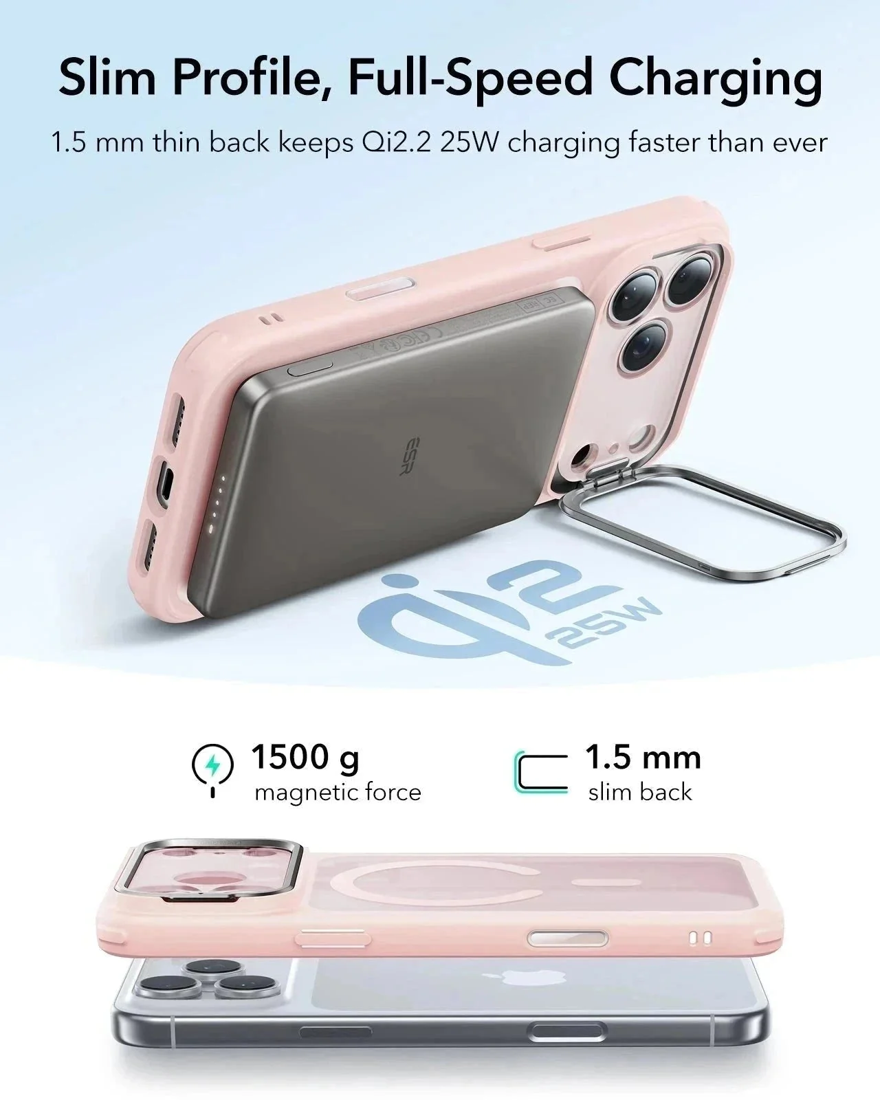 iPhone 17 Pro Max Classic Hybrid Magnetic Case (Camera Control, Stash Stand) - Frosted Bubblegum Pink - Image 6