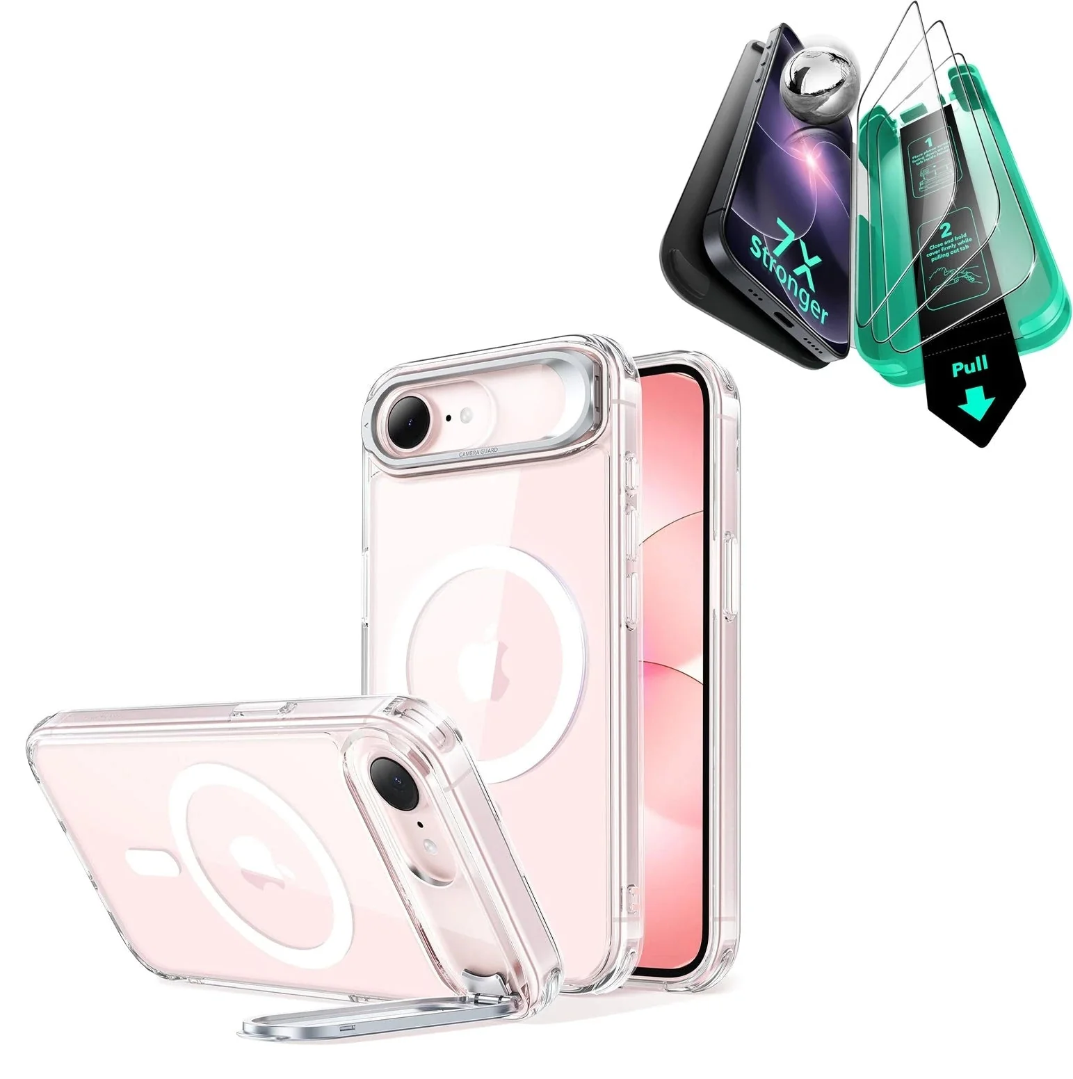 iPhone 17e Classic Hybrid Magnetic Case (Stash Stand) and Armorite® Screen Protector - Clear