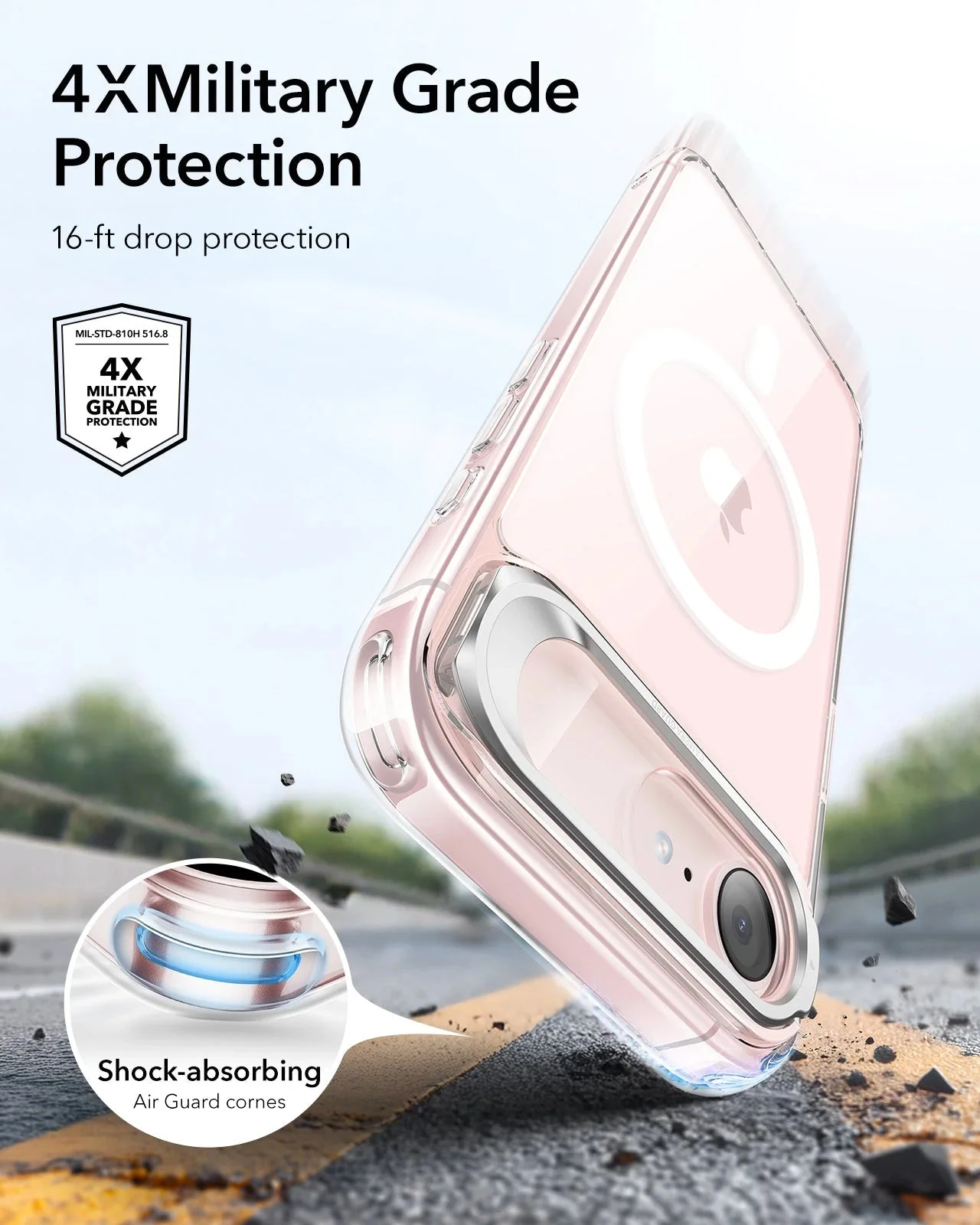 iPhone 17e Classic Hybrid Magnetic Case (Stash Stand) and Armorite® Screen Protector - Clear - Image 4