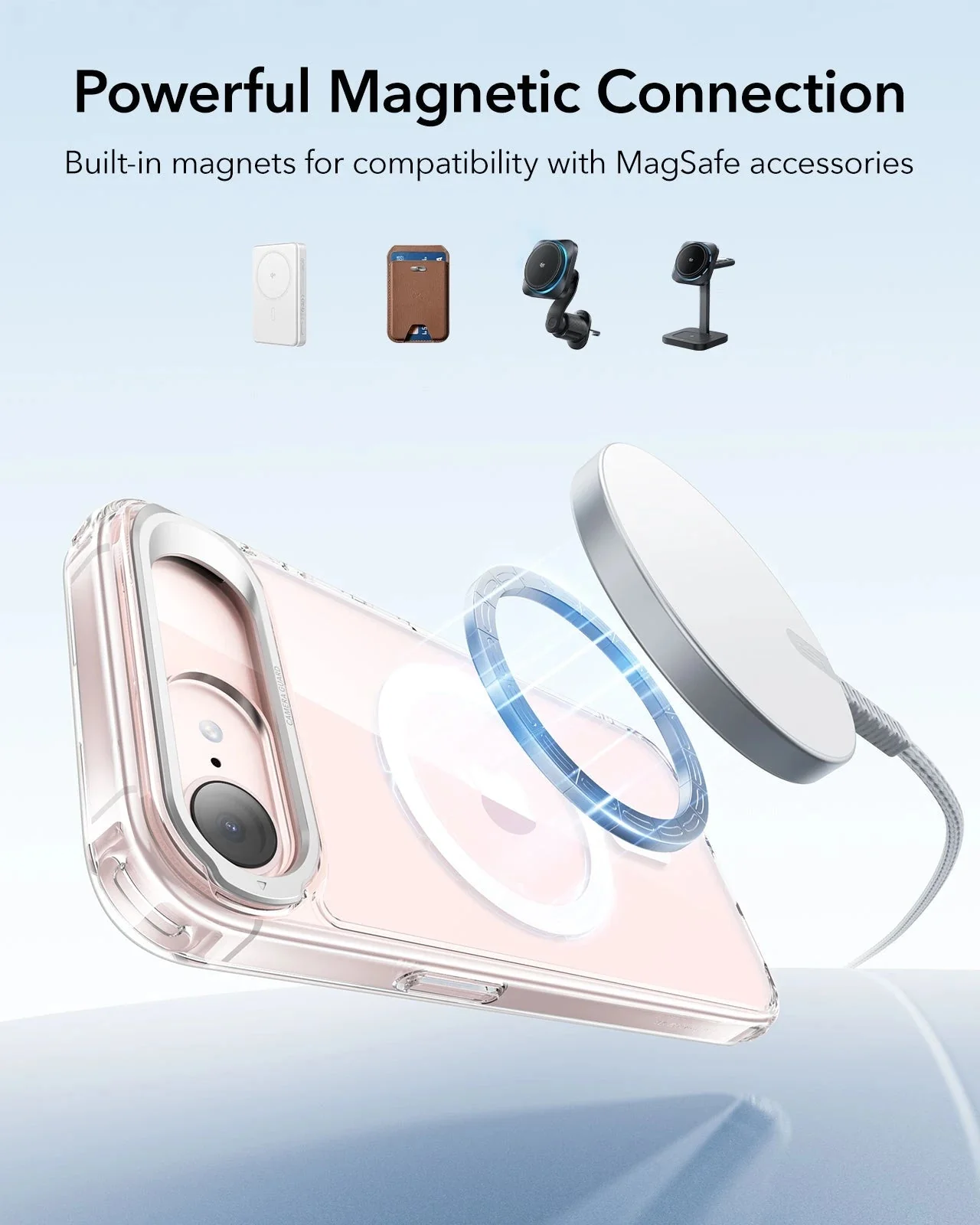 iPhone 17e Classic Hybrid Magnetic Case (Stash Stand) and Armorite® Screen Protector - Clear - Image 6