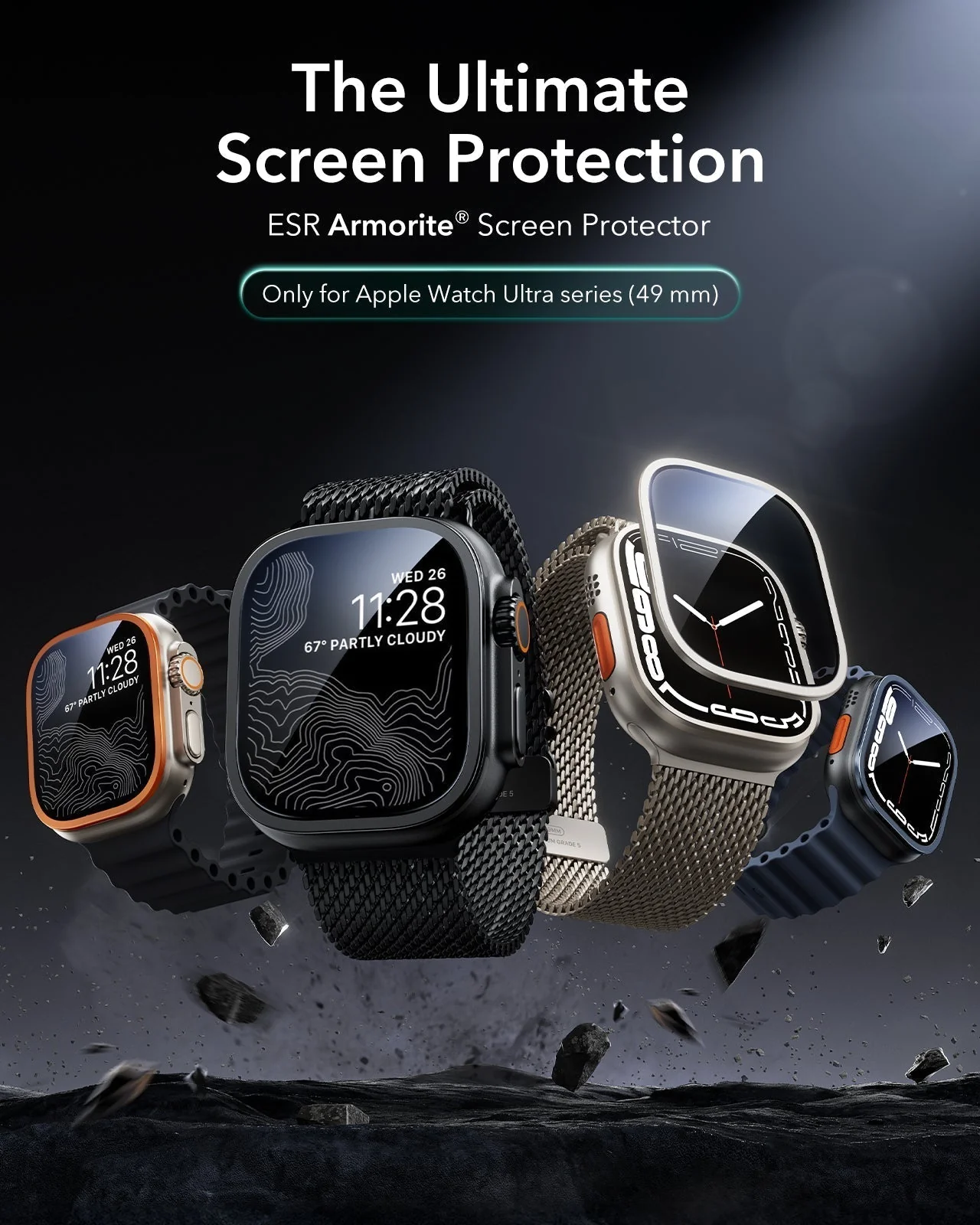 Apple Watch Ultra 3 Armorite Screen Protector - Titanium / Orange - Image 3