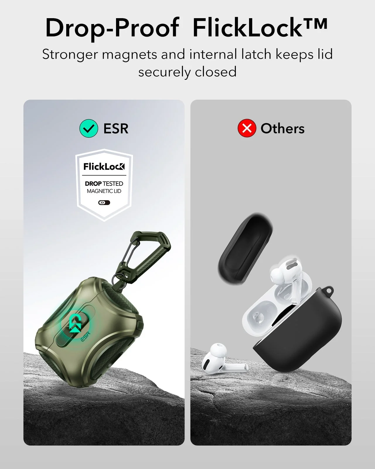 AirPods Pro 3 Cyber FlickLock Magnetic Case - Army Green - Image 4
