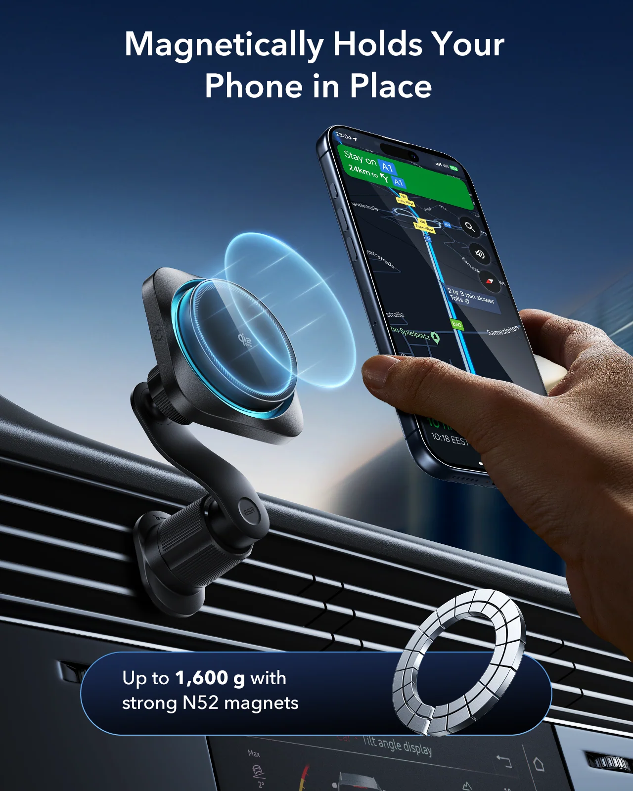 25W CryoBoost Foldable 3-in-1 Magnetic Charger and Car Charger (Air Vent) Bundle– EU Plug-Black - Image 14