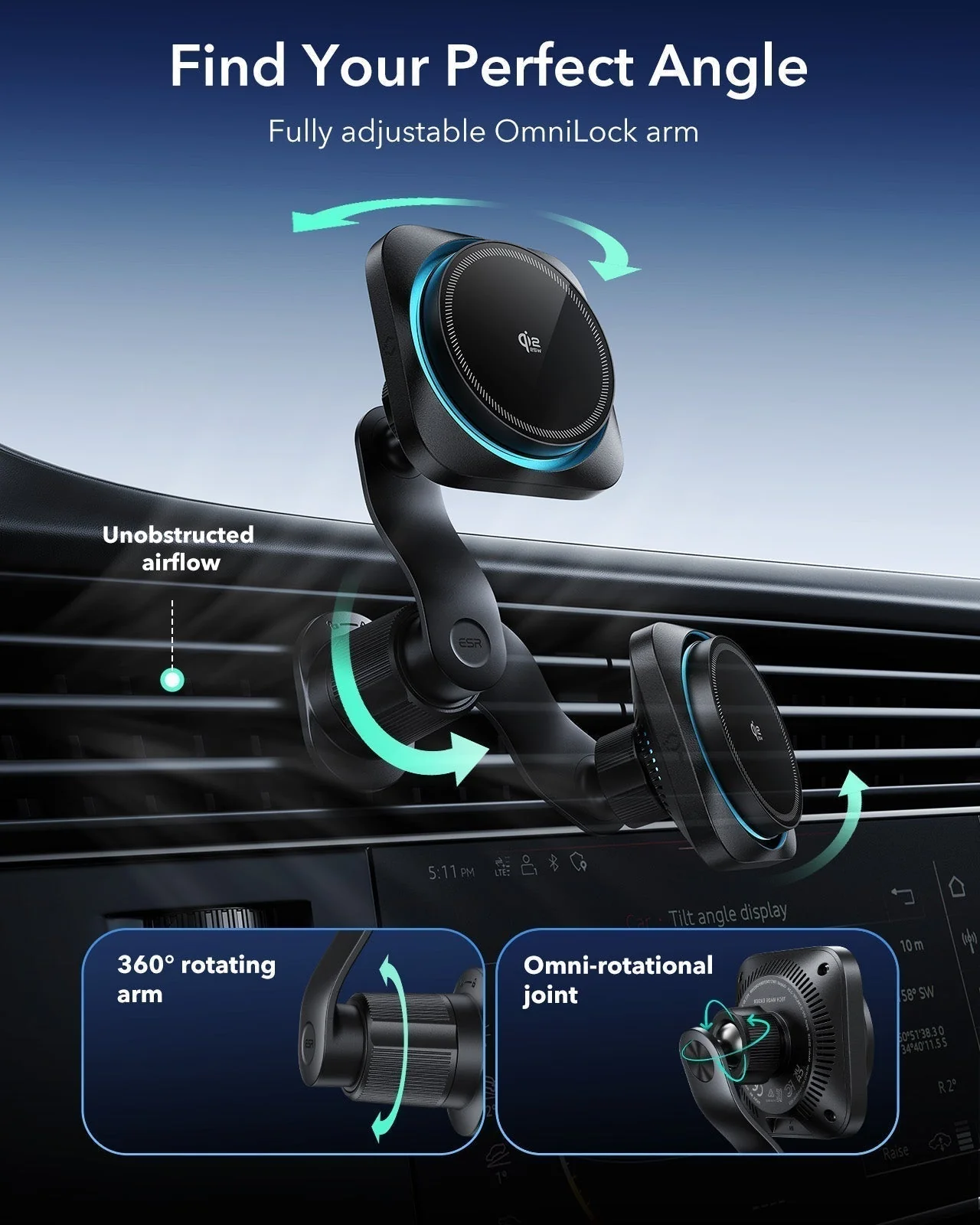 25W CryoBoost Foldable 3-in-1 Magnetic Charger and Car Charger (Air Vent) Bundle– EU Plug-Black - Image 16