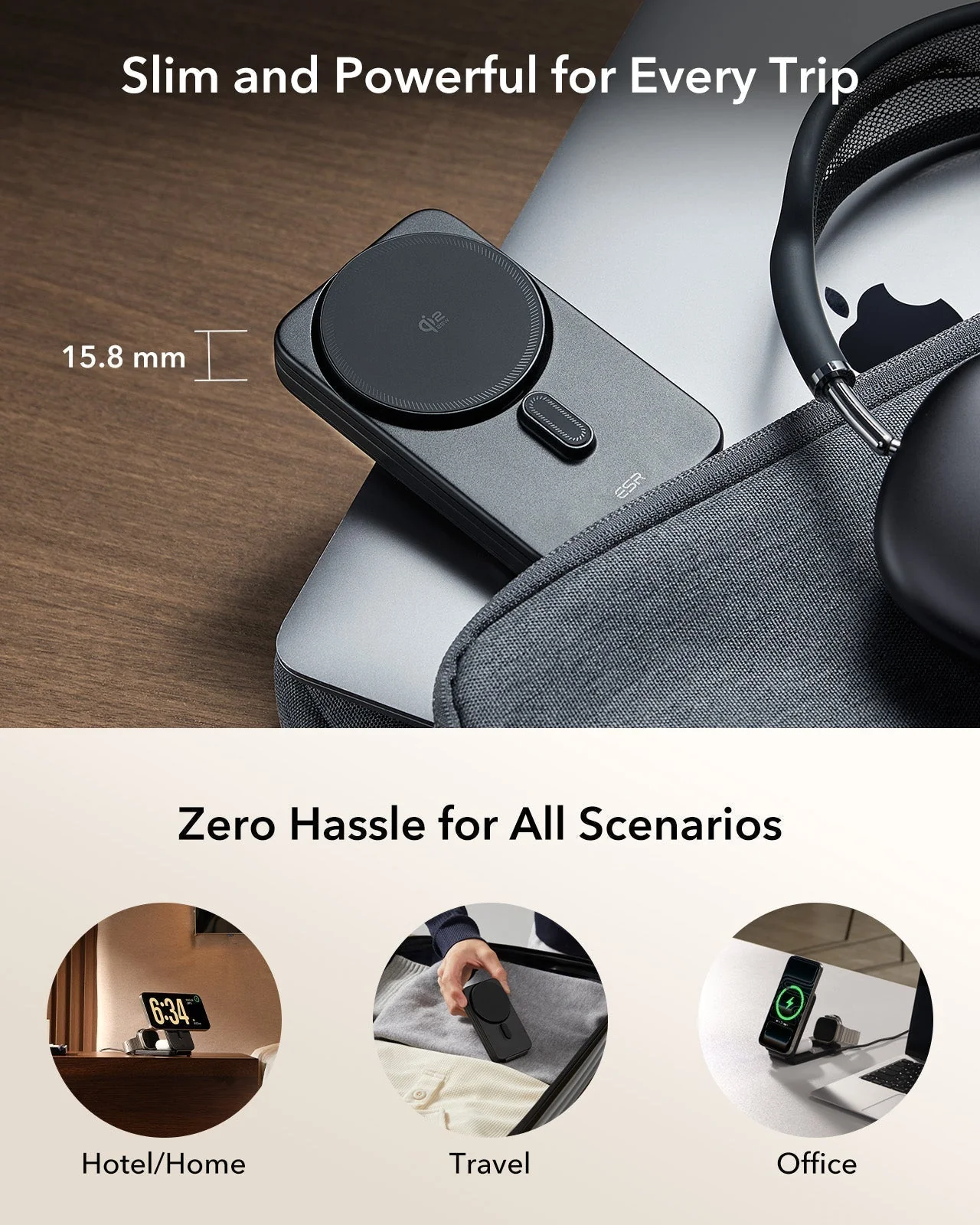 25W CryoBoost Foldable 3-in-1 Magnetic Charger and AirPods Pro 3 Pulse FlickLock Case Bundle – EU Plug-Black - Image 3