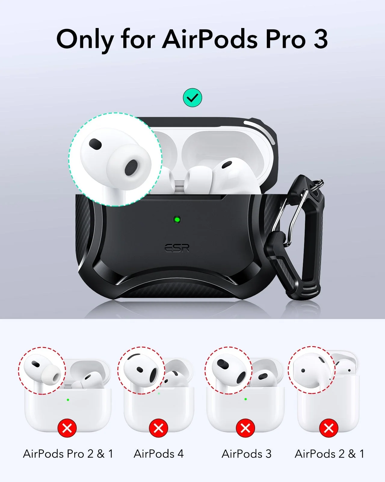 15W 3-in-1 Wireless Charging Station with CryoBoost (HaloLock) and AirPods Pro 3 Cyber Tough Case Bundle - Black - US Plug - Image 10