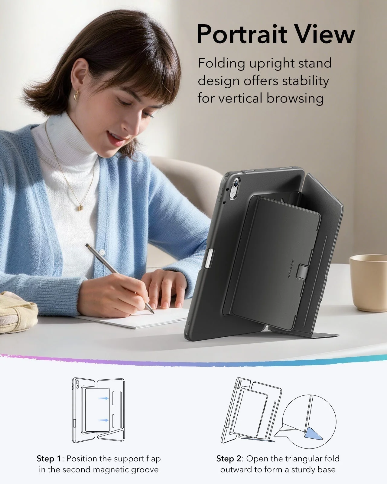 iPad Air 11" (M4) 2026 Bundle Flip Magnetic Case with Pencil Holder & Armorite® Paper-Feel Protection - Black - Image 6