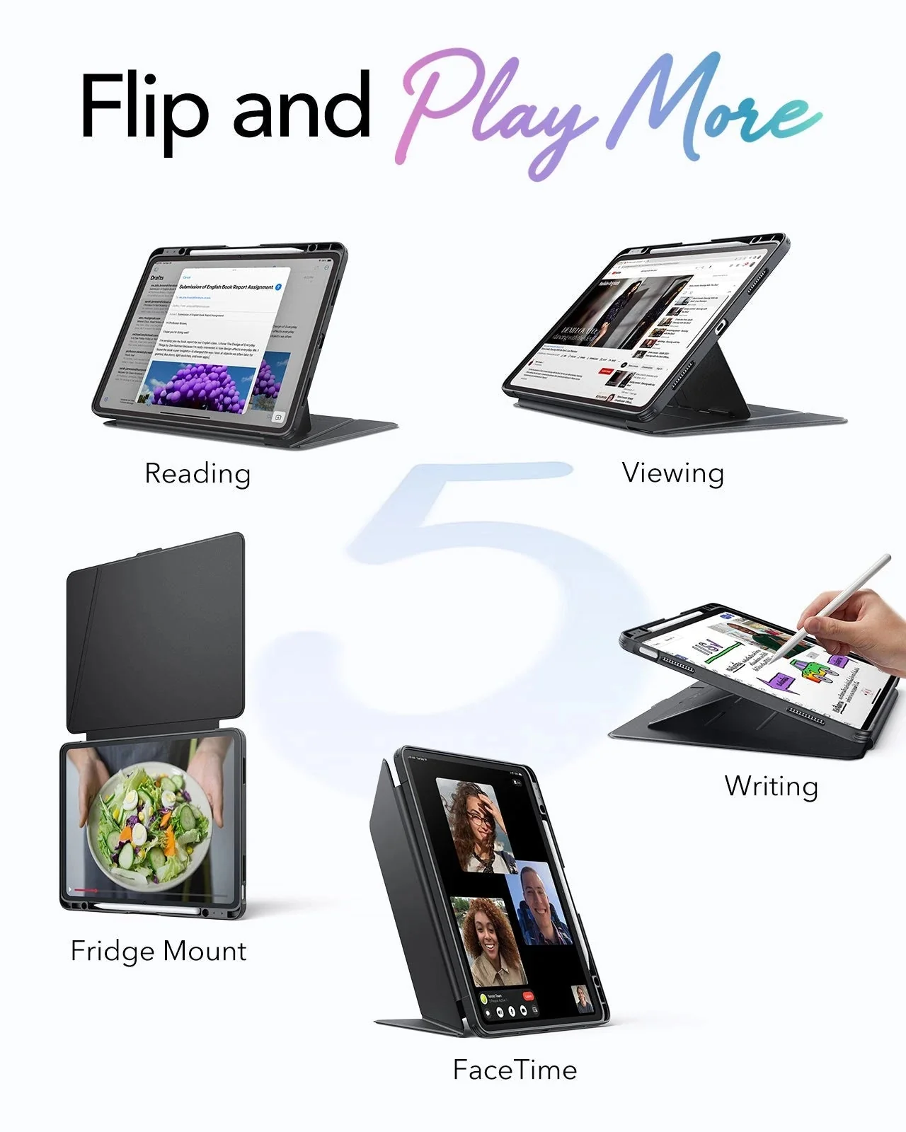 iPad Air 13" (M4) 2026 Bundle Flip Magnetic Case with Pencil Holder & Armorite® Paper-Feel Protection - Black - Image 3