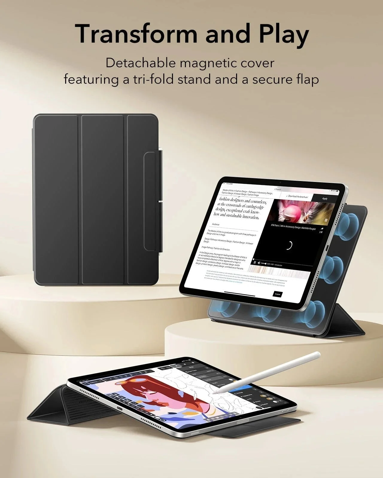 iPad Air 13" (M4) 2026 Rebound Magnetic Case - Black - Image 3
