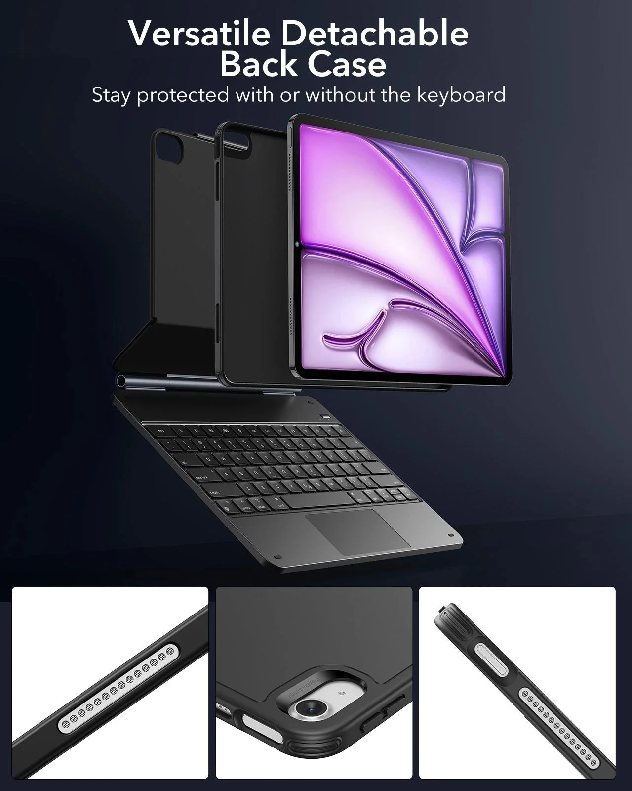 iPad Air 13" (M4) 2026 Bundle Rebound Magnetic Keyboard Case 360 & Screen Protectors - US Layout-Black - Image 6