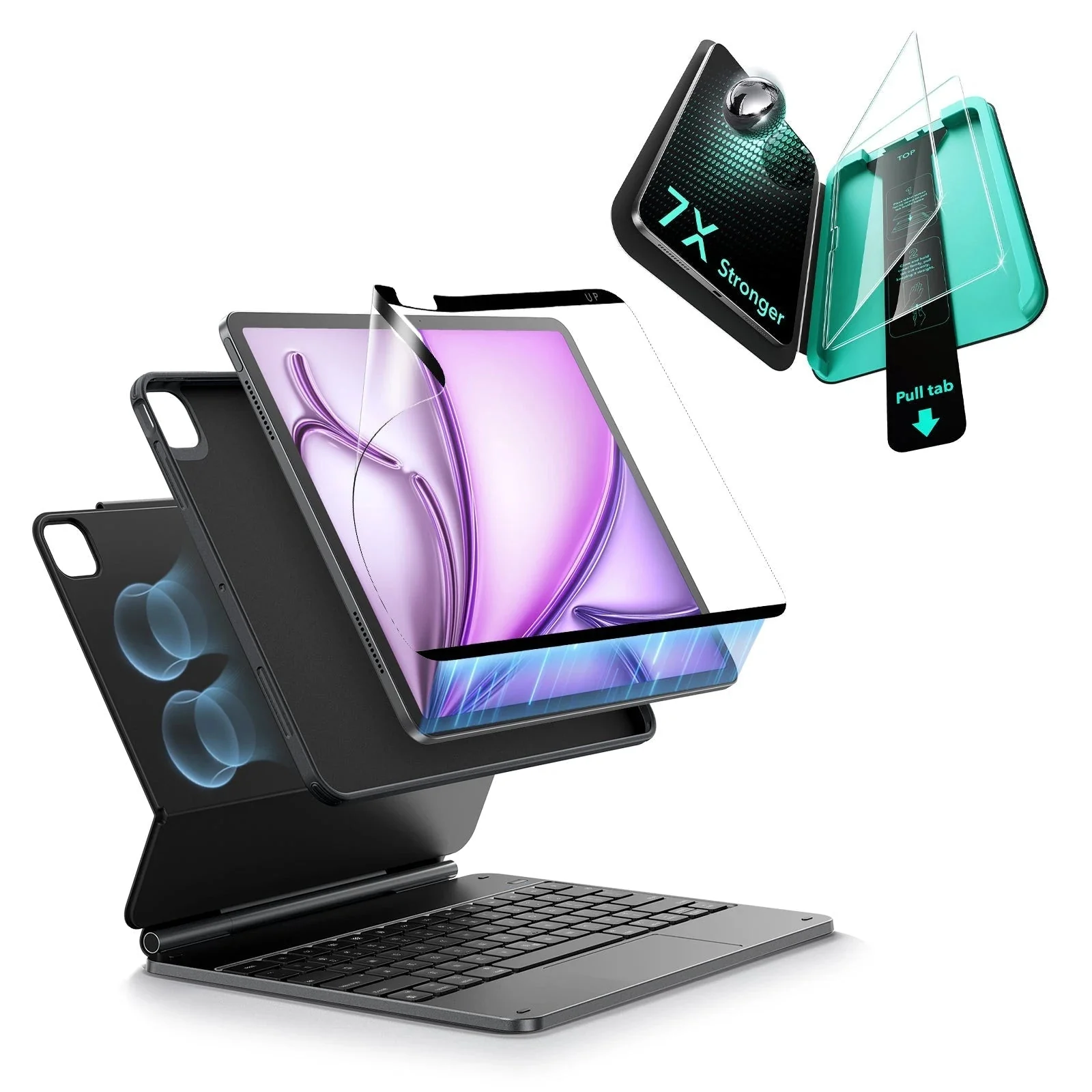 iPad Air 13" (M4) 2026 Bundle Rebound Magnetic Keyboard Case 360, Armorite & Paper-Feel Screen Protectors - US Layout-Black