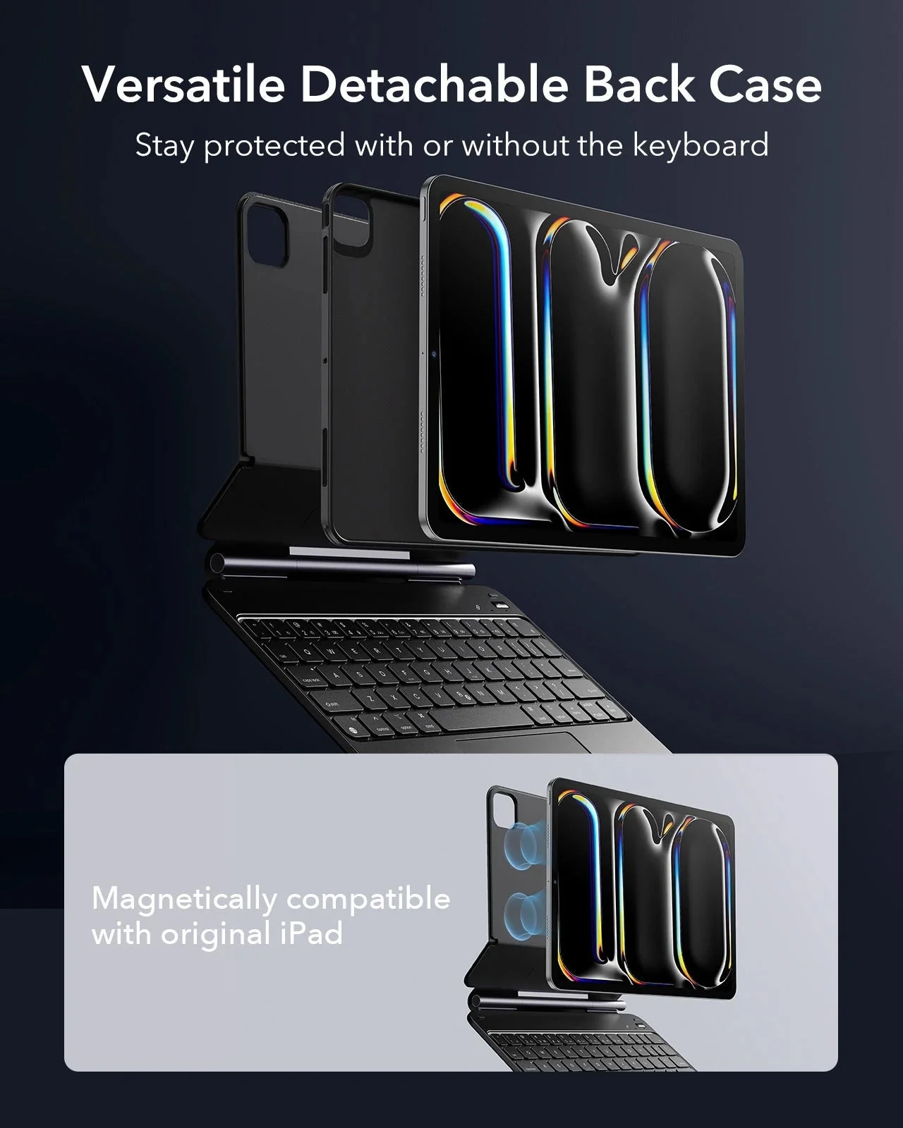 iPad Pro 11ʺ (2025) Bundle Rebound Magnetic Keyboard Case 360 & Paper-Feel Screen Protectors - US Layout-Black - Image 5