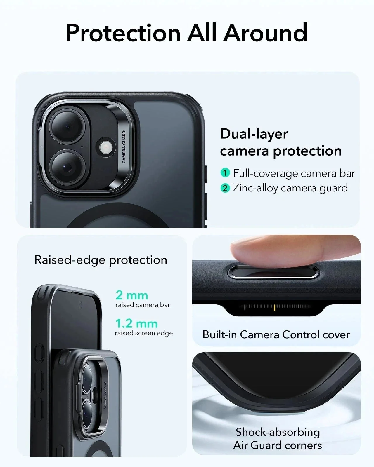 iPhone 17 Bundle Classic Hybrid Magnetic Case (Camera Control, Stash Stand) and Armorite Screen Protector - Frosted Black - Image 3