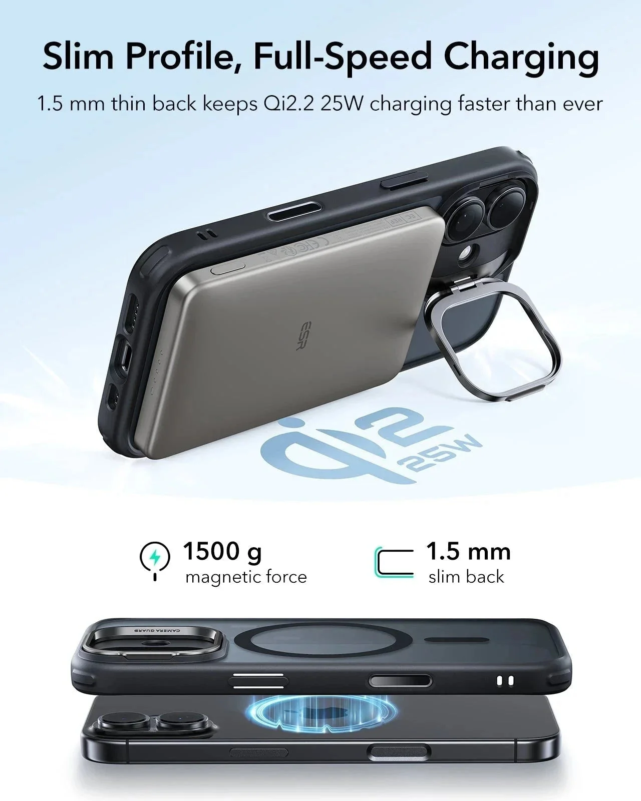 iPhone 17 Bundle Classic Hybrid Magnetic Case (Camera Control, Stash Stand) and Armorite Screen Protector - Frosted Black - Image 6
