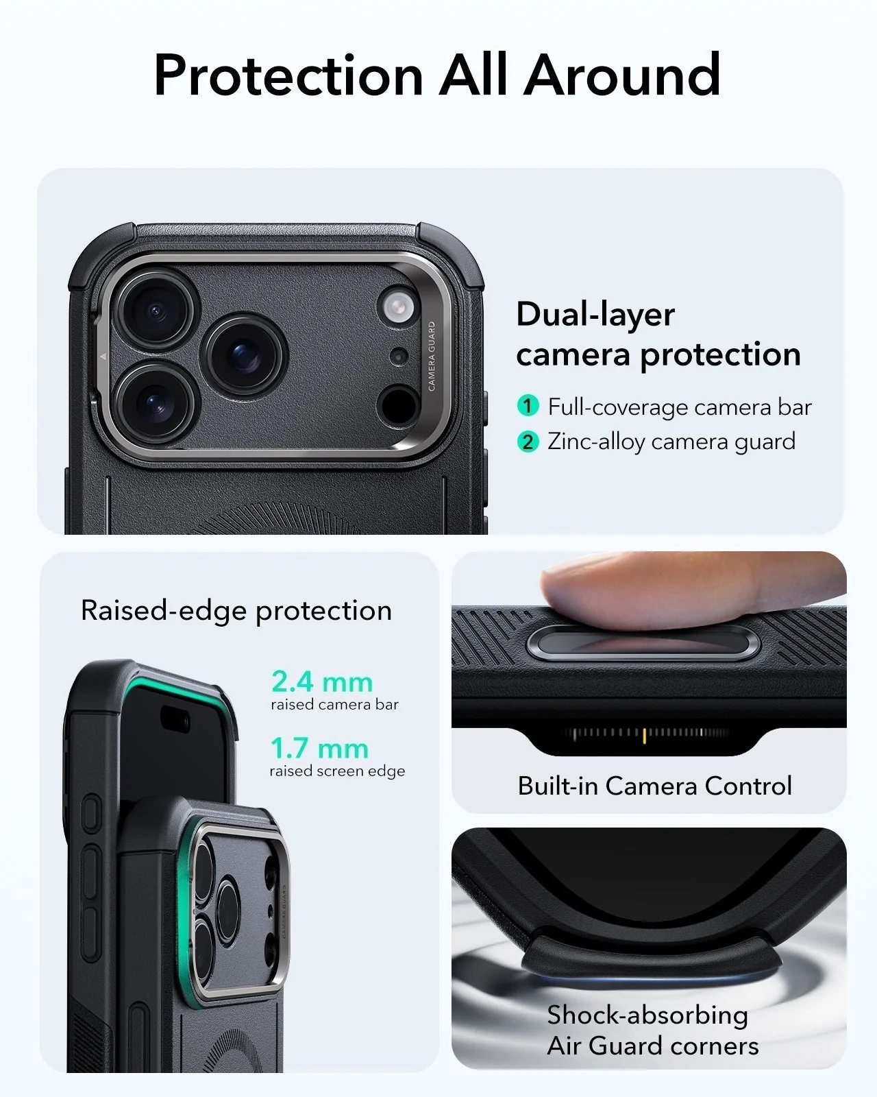 iPhone 17 Pro Max Bundle Cyber Tough Magnetic Case (Camera Control, Stash Stand) and Armorite Screen Protector - Black - Image 3