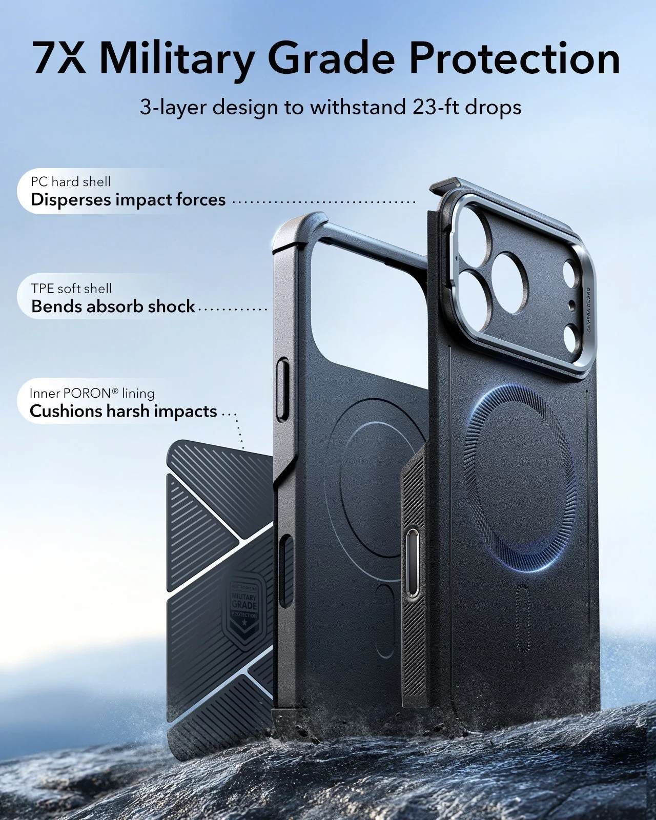 iPhone 17 Pro Max Cyber Tough Magnetic Case (Camera Control, Stash Stand) - Black - Image 4