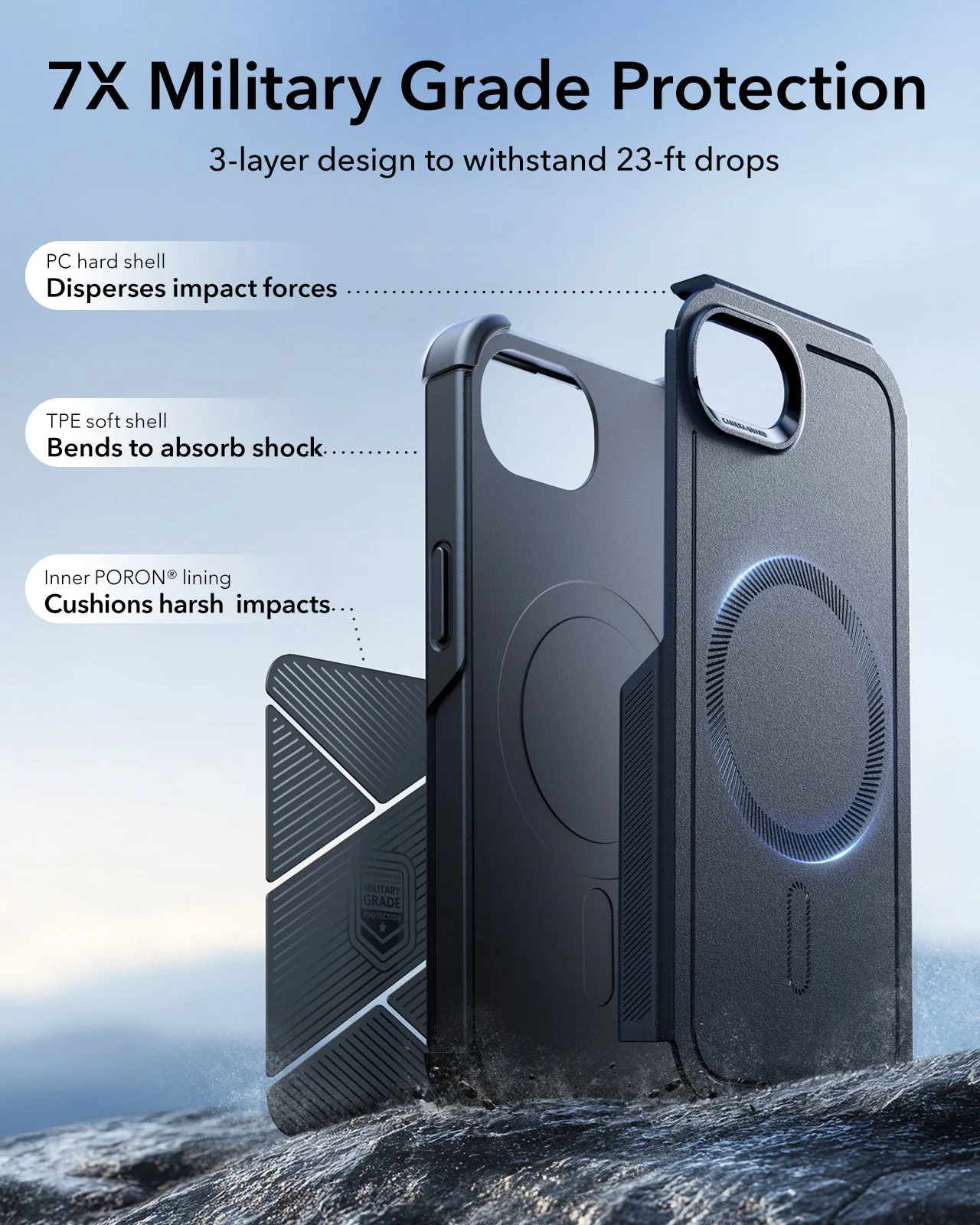 iPhone 17e Bundle Cyber Tough Magnetic Case & Armorite® Privacy Screen Protector - Black - Image 3