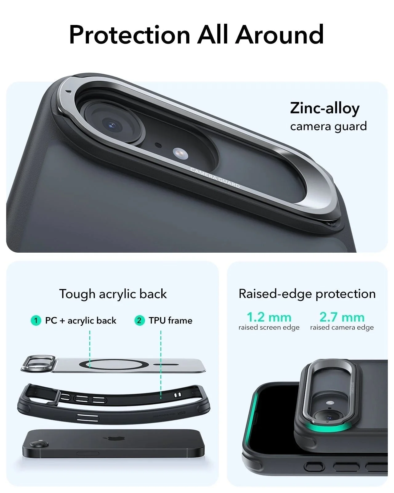 iPhone 17e Bundle Classic Hybrid Magnetic Case (Stash Stand) and Armorite® Screen Protector - Frosted Black - Image 3