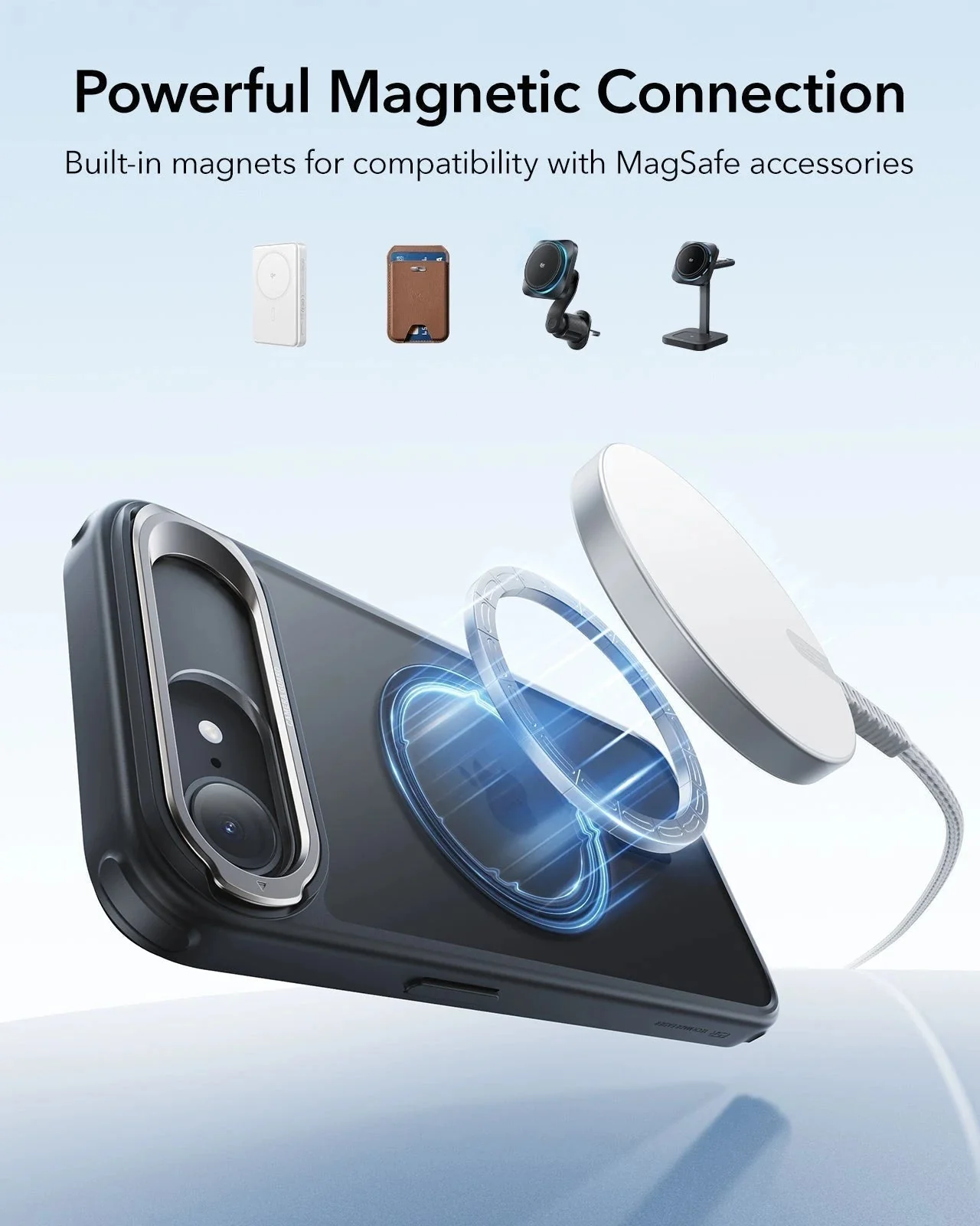 iPhone 17e Bundle Classic Hybrid Magnetic Case (Stash Stand) and Armorite® Screen Protector - Frosted Black - Image 6