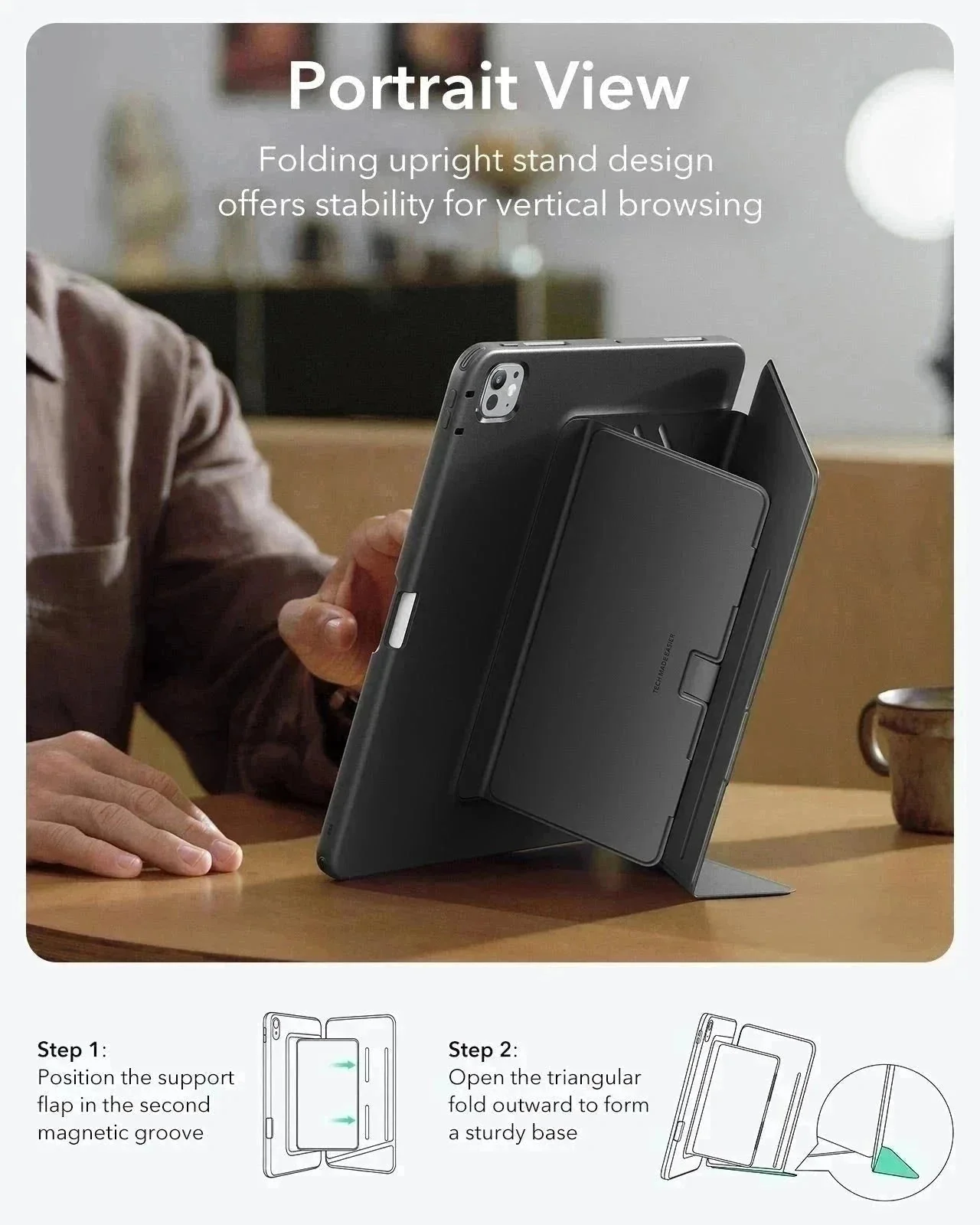 iPad Pro 11" (2024) Flip Magnetic Case with Pencil Holder - Black - Image 4