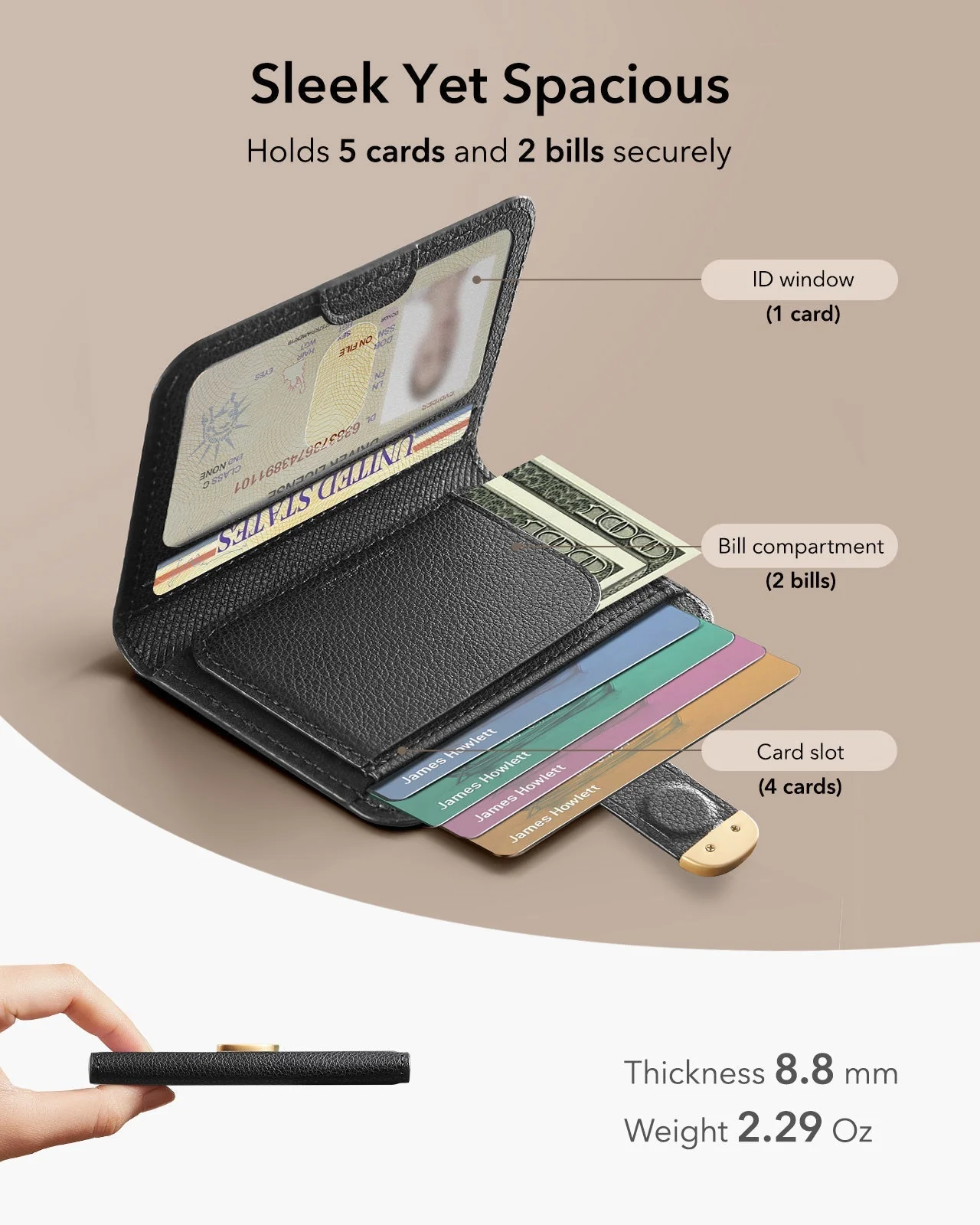 Aura Clutch Magnetic Wallet - Black - Image 5