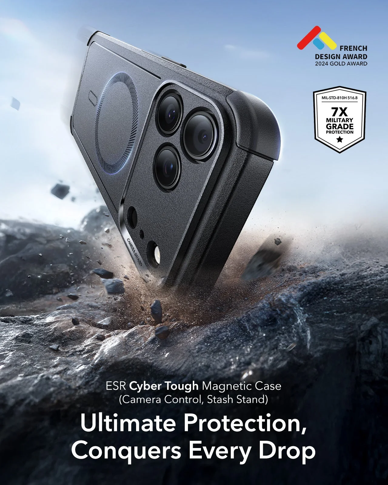iPhone 17 Pro Cyber Tough Magnetic Case (Camera Control) - Black - Image 2