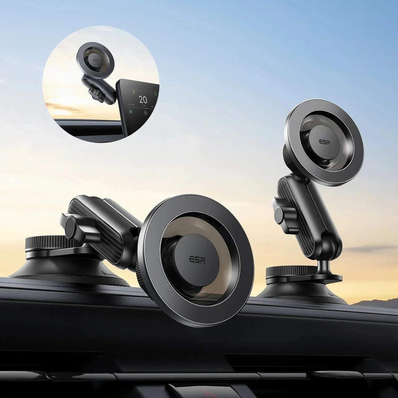 OmniLock Magnetic Car Mount (Suction Cup) - Black - Image 3