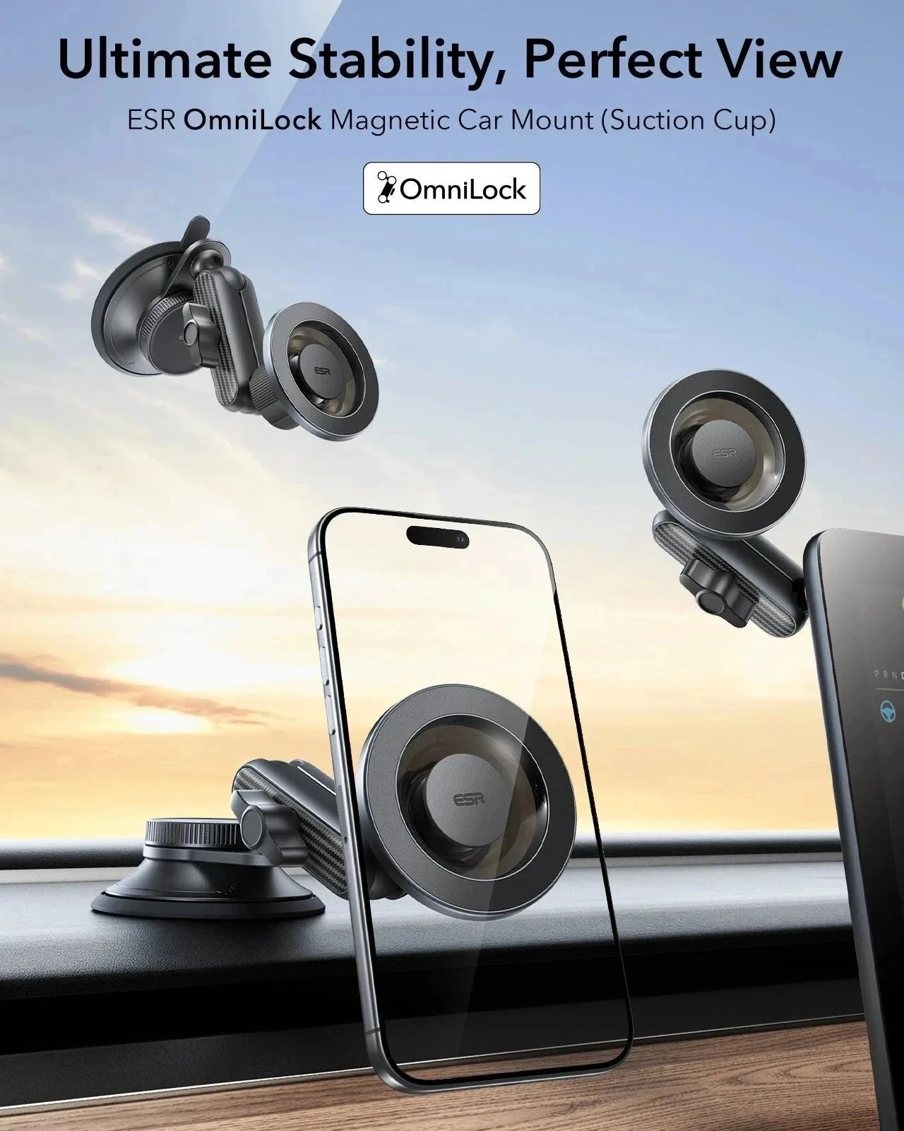 OmniLock Magnetic Car Mount (Suction Cup) - Black - Image 4