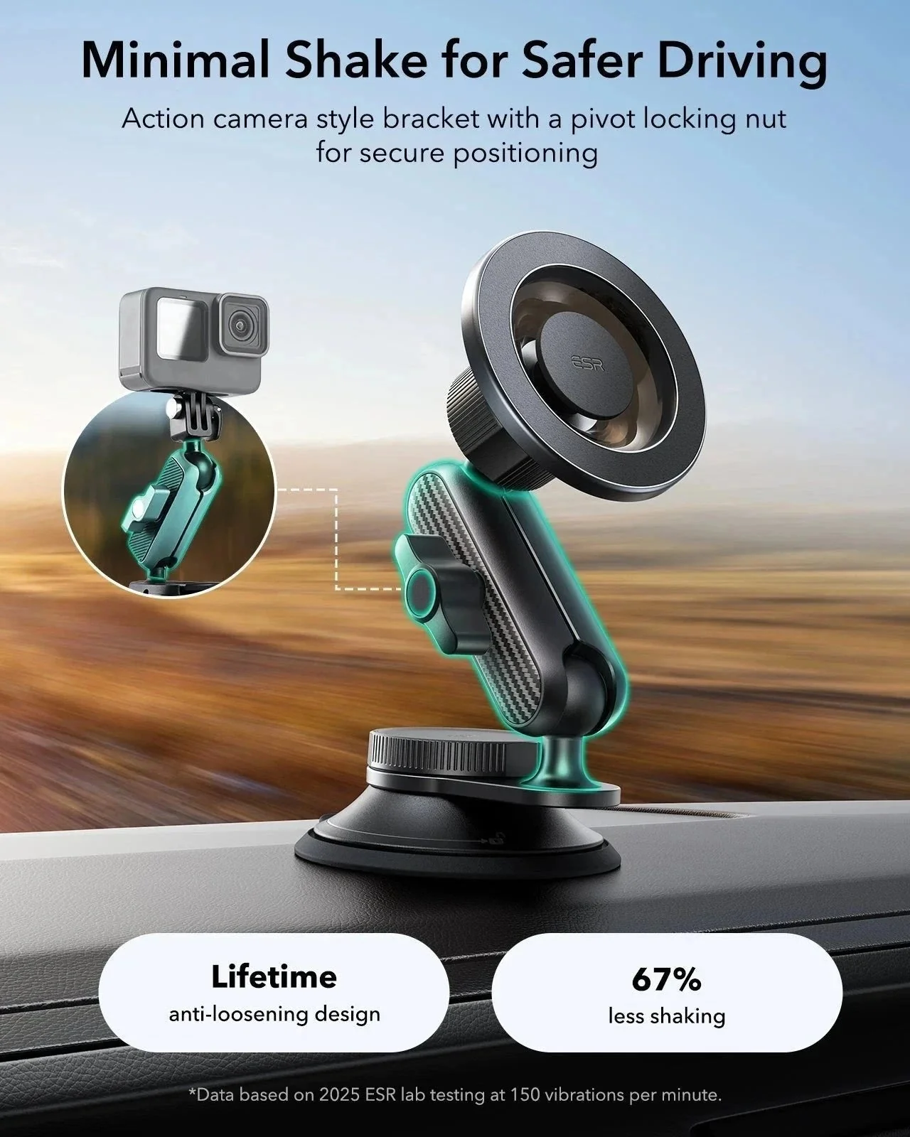 OmniLock Magnetic Car Mount (Suction Cup) - Black - Image 6
