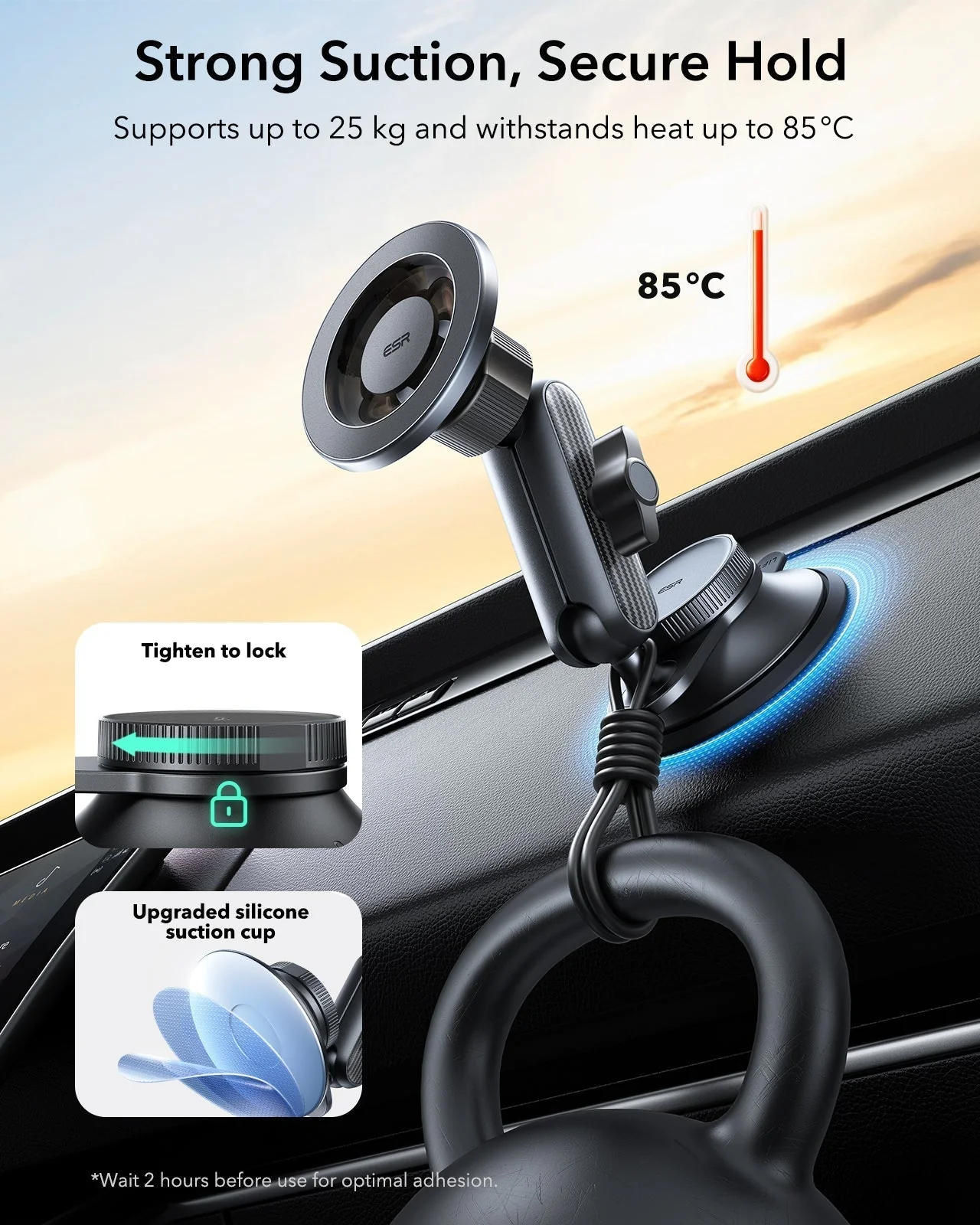OmniLock Magnetic Car Mount (Suction Cup) - Black - Image 7