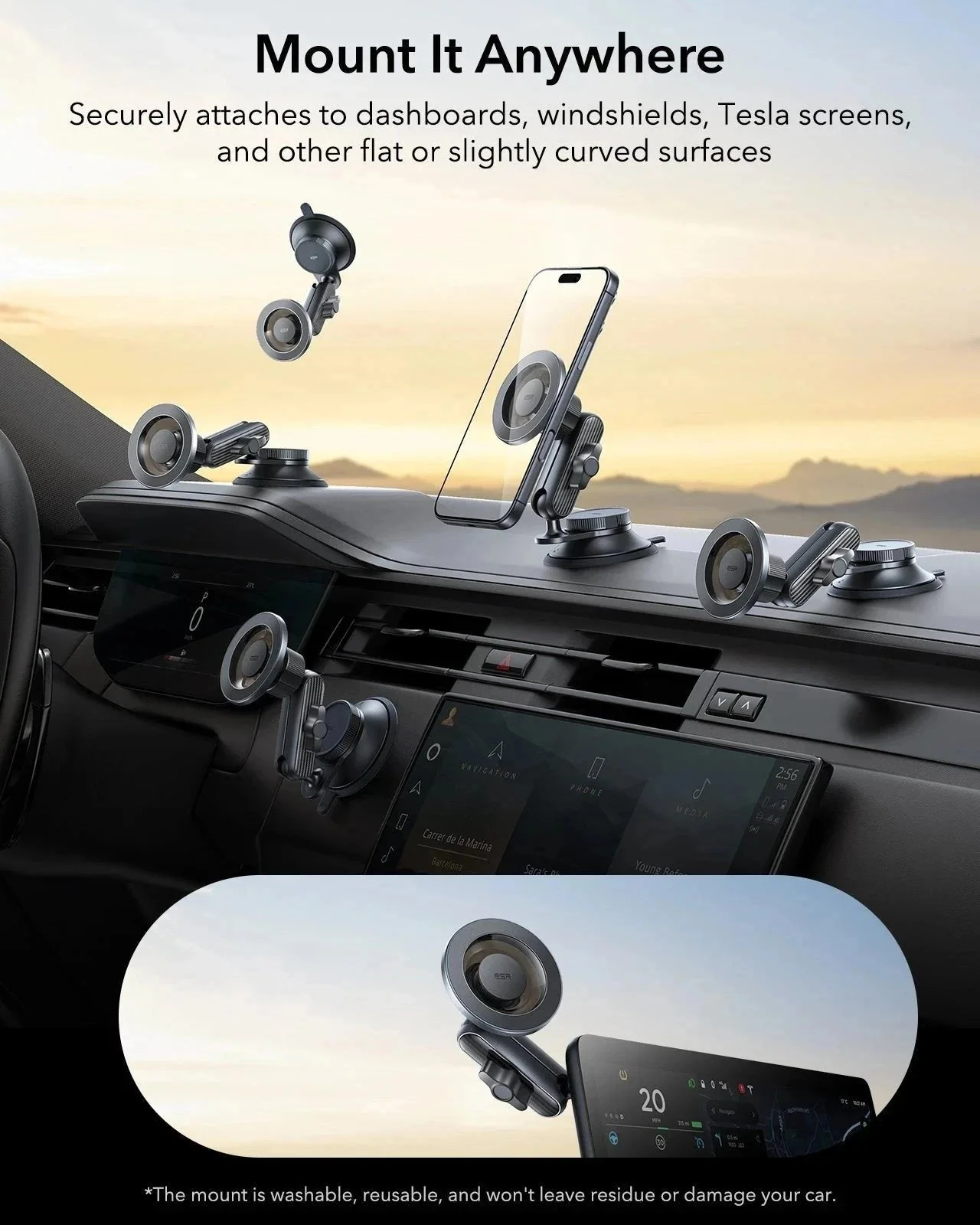 OmniLock Magnetic Car Mount (Suction Cup) - Black - Image 8
