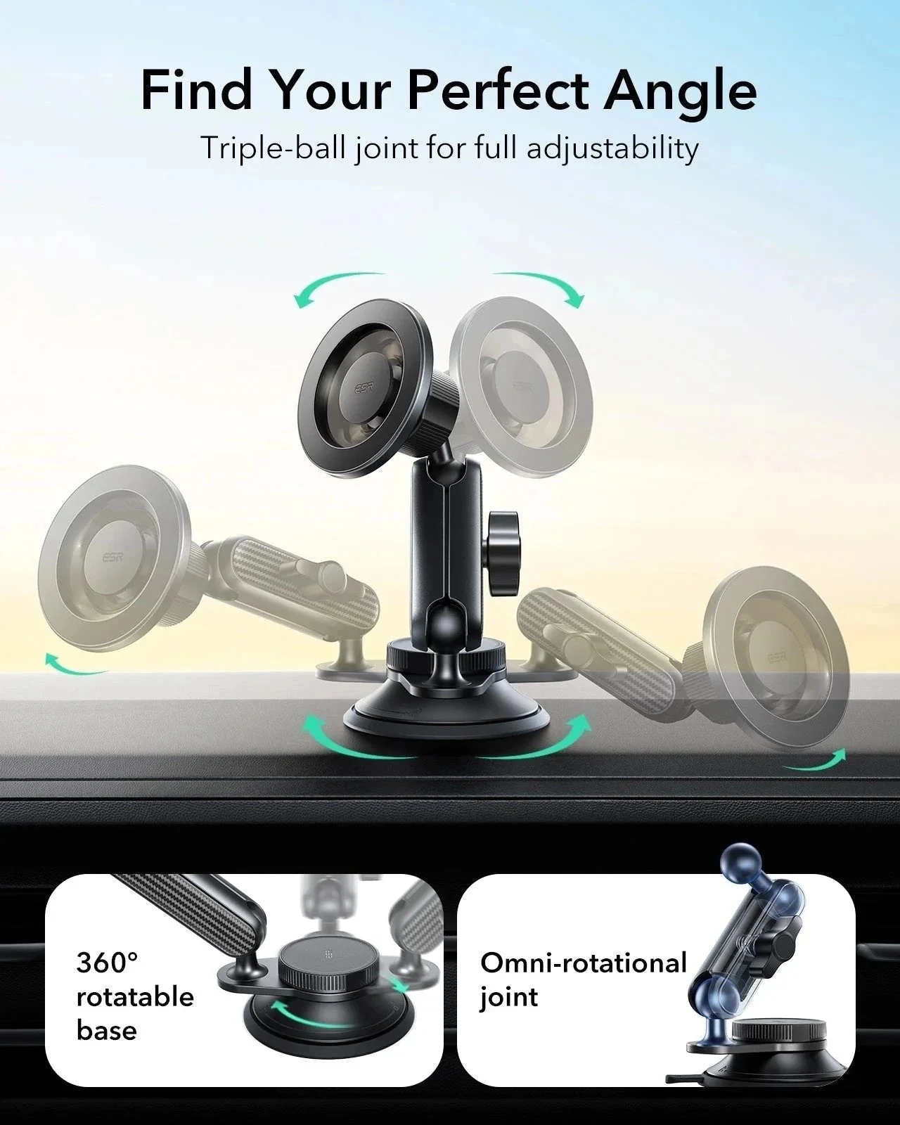 OmniLock Magnetic Car Mount (Suction Cup) - Black - Image 9
