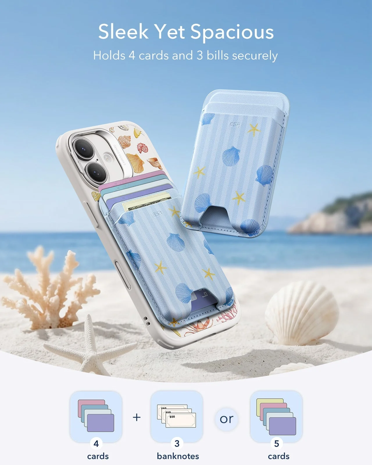 Classic Magnetic Wallet - Coastal Summer - Image 4
