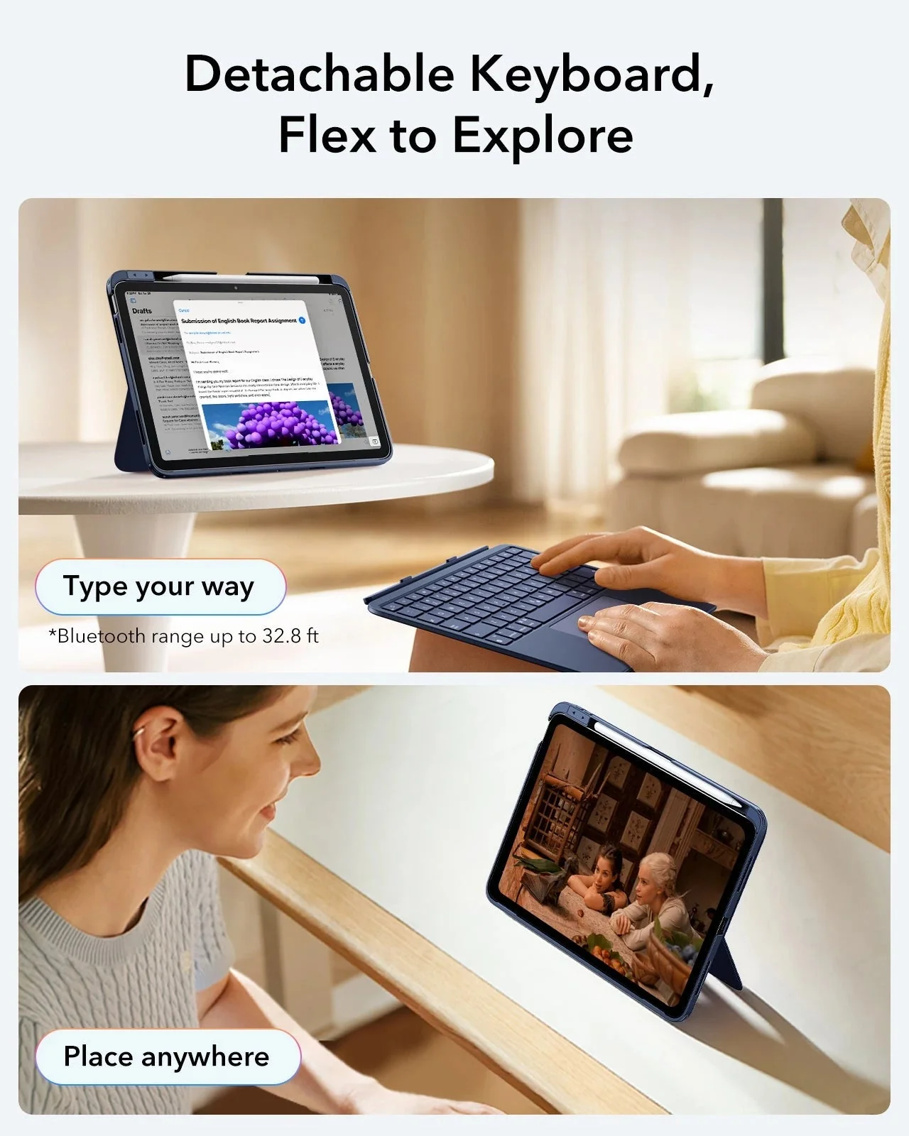 iPad 10th Gen Flex Keyboard Case (Detachable)  - US Layout-Blue - Image 4