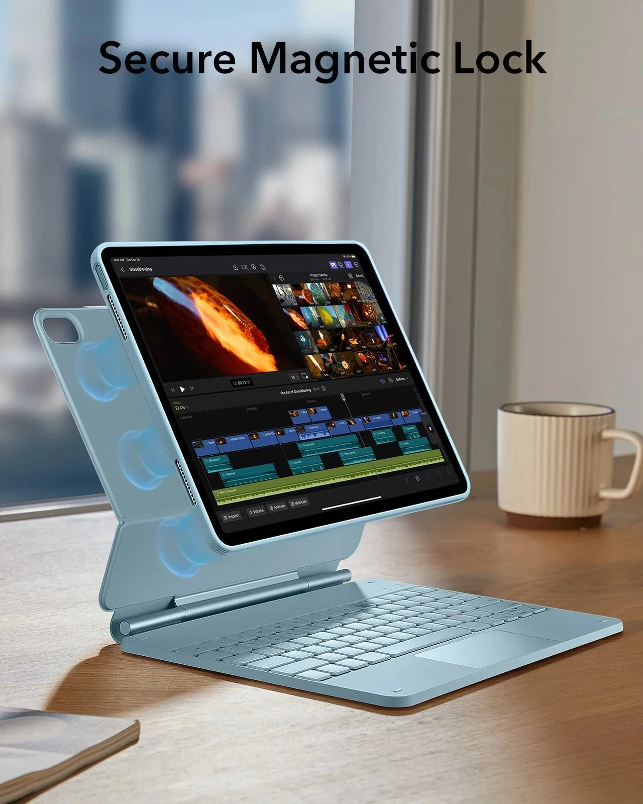 iPad Air 13" (M4) 2026 Bundle Rebound Magnetic Keyboard Case 360 & Screen Protectors - US Layout-Blue - Image 12