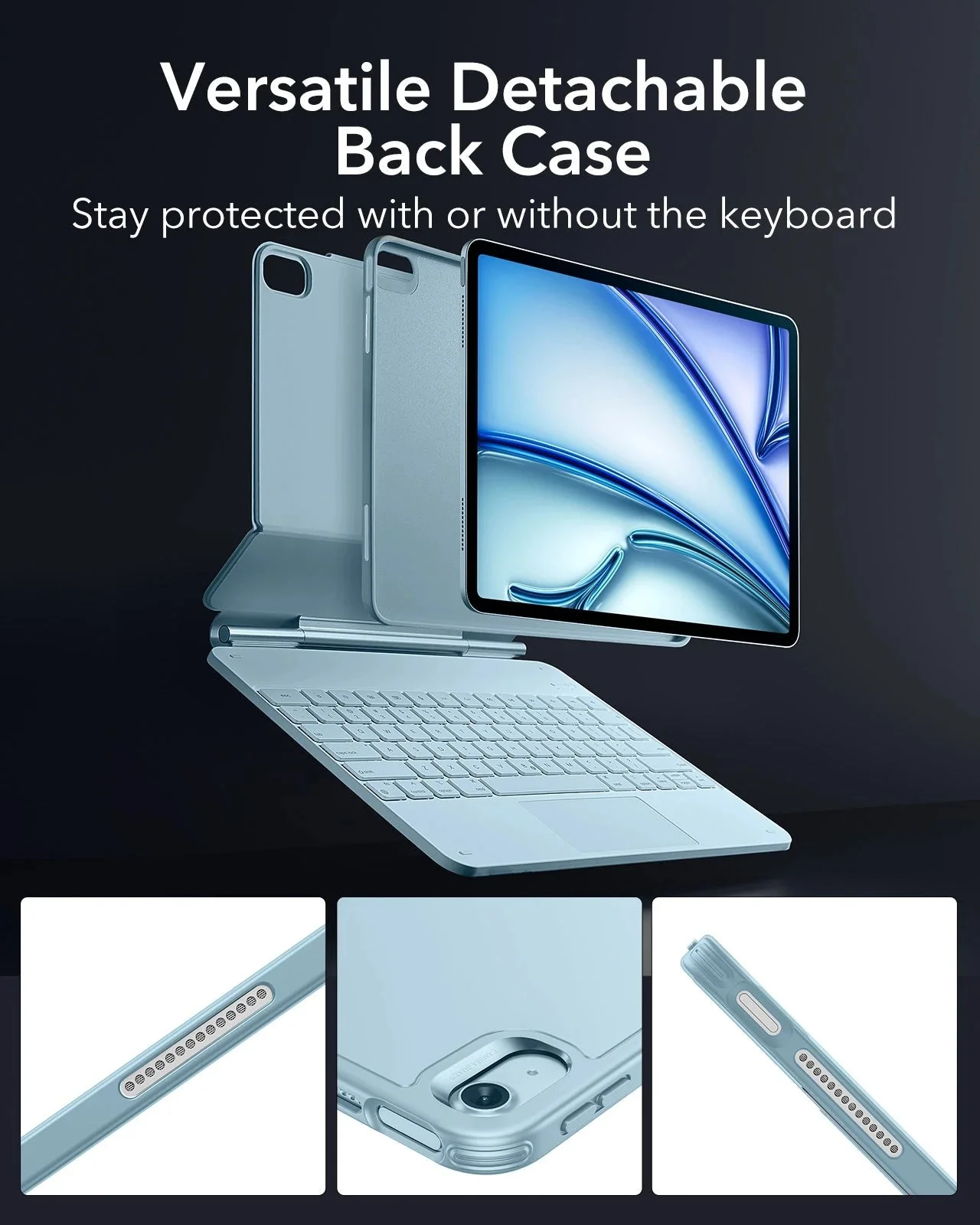 iPad Air 13" (M4) 2026 Bundle Rebound Magnetic Keyboard Case 360 & Digital Pencil-US Layout-Blue - Image 16