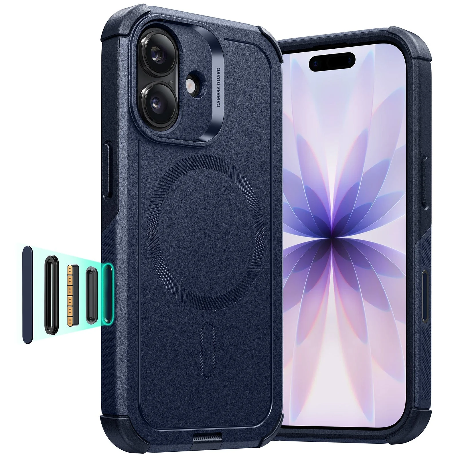 iPhone 17 Cyber Tough Magnetic Case (Camera Control) - Navy Blue