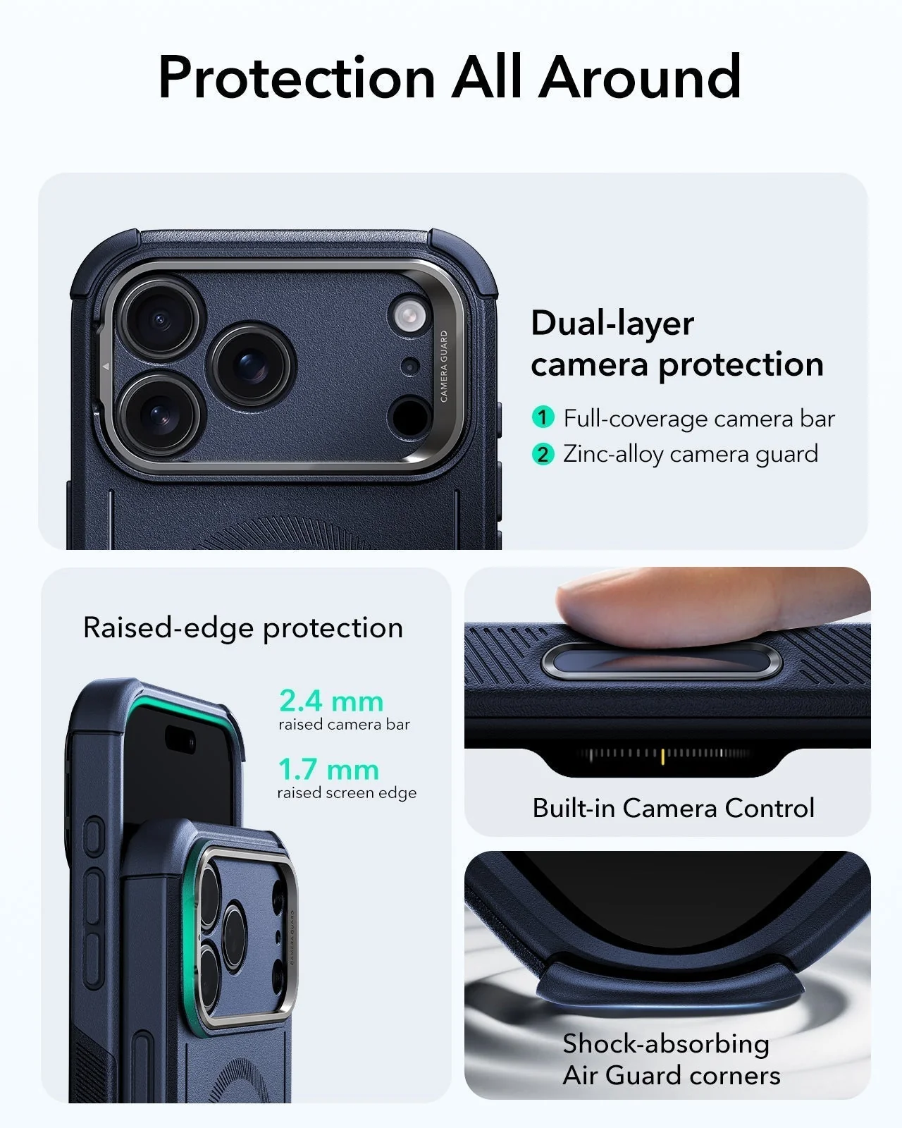 iPhone 17 Pro Cyber Tough Magnetic Case (Camera Control, Stash Stand) - Navy Blue - Image 3