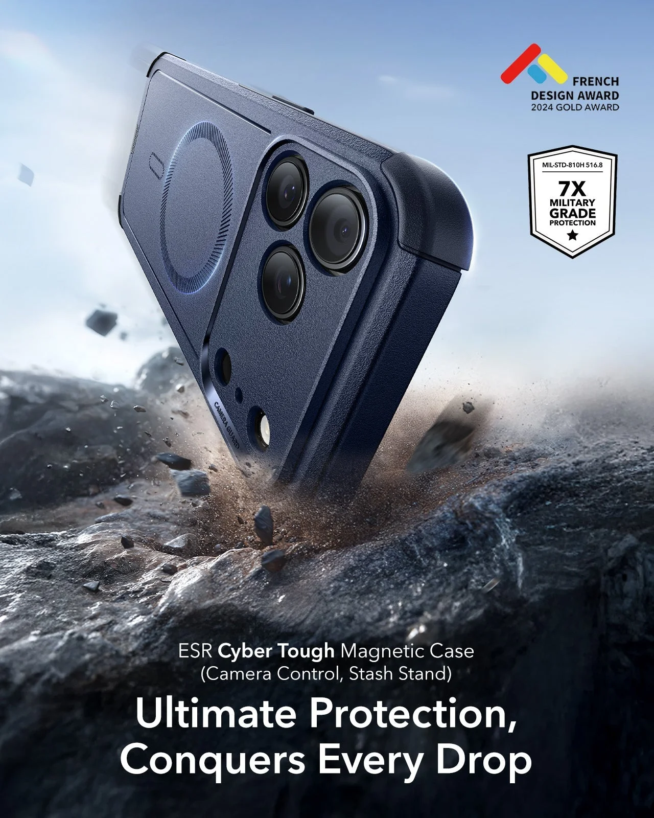 iPhone 17 Pro Max Cyber Tough Magnetic Case (Camera Control) - Navy Blue - Image 2