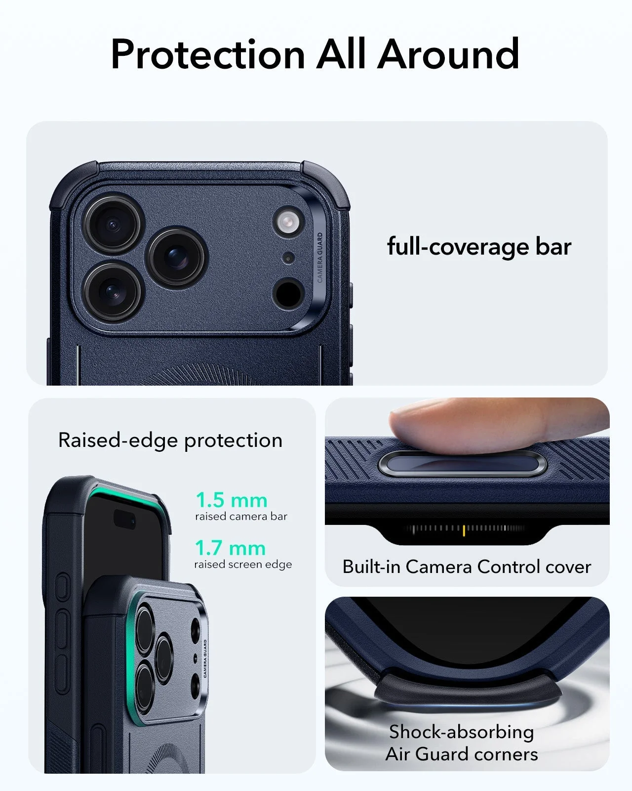 iPhone 17 Pro Max Cyber Tough Magnetic Case (Camera Control) - Navy Blue - Image 3